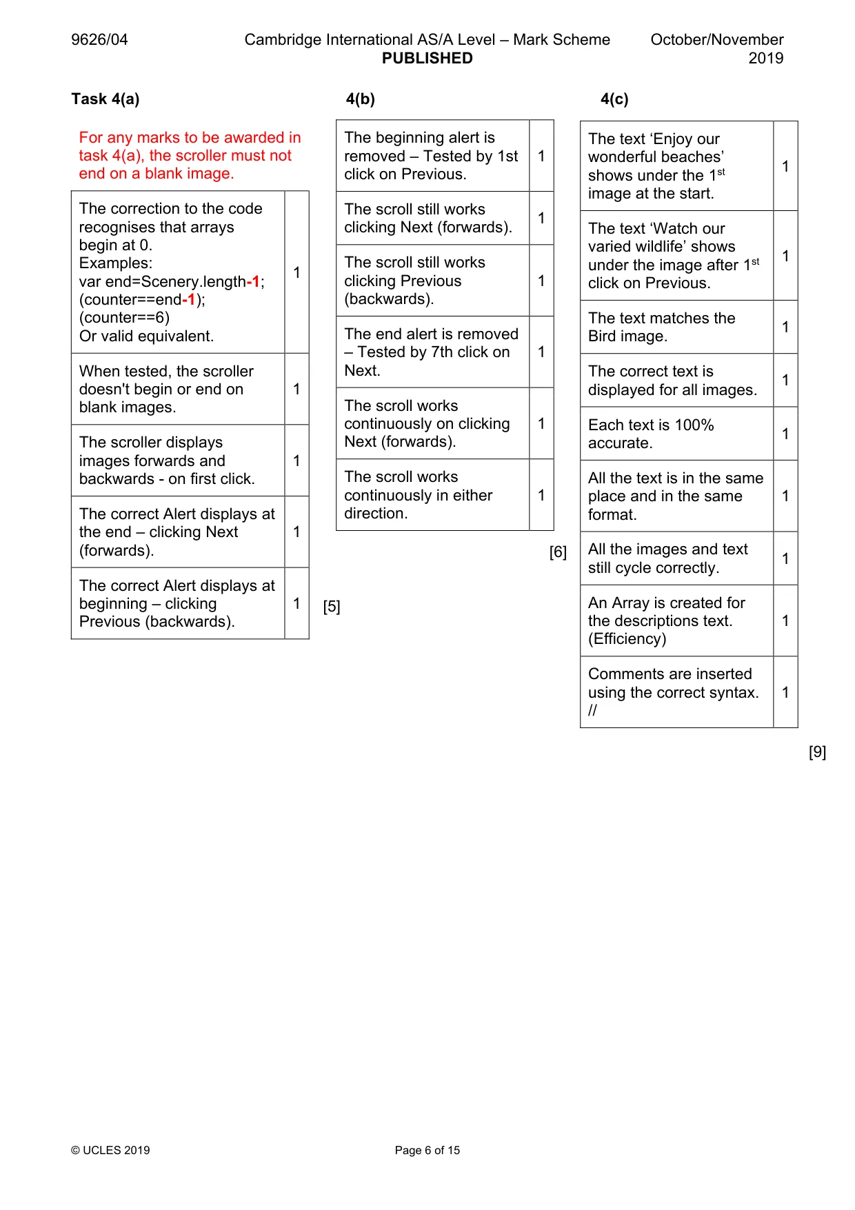 Mark scheme, page 6 of 15