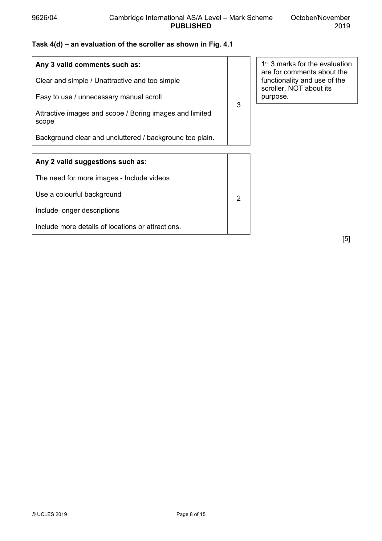Mark scheme, page 8 of 15