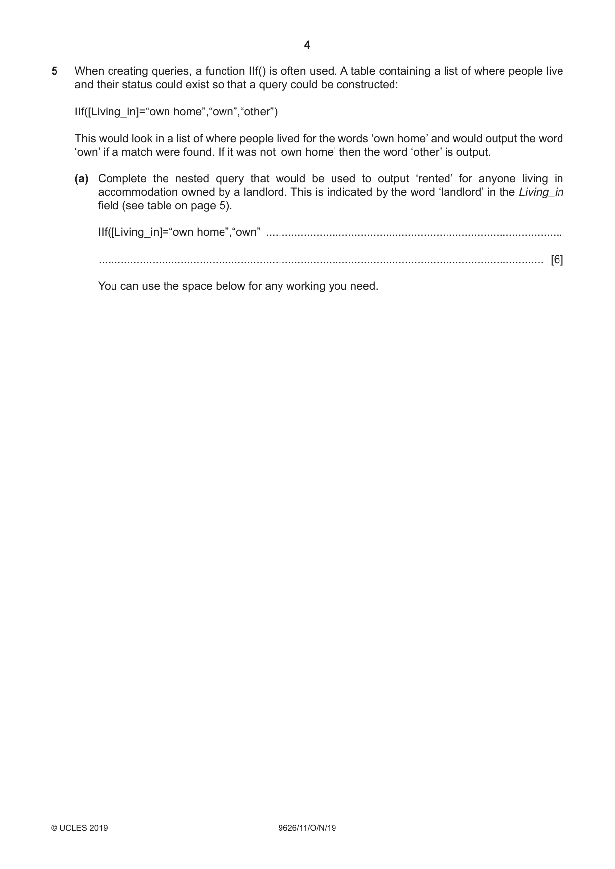 Cambridge A Level Information Technology (from 2017) 9626 2019 Oct/Nov Paper 1 · Variant 1 question paper, page 4 of 16