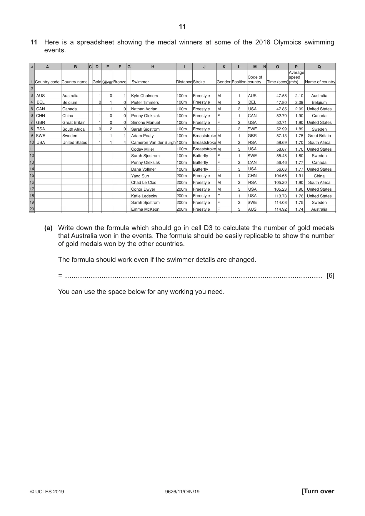 Cambridge A Level Information Technology (from 2017) 9626 2019 Oct/Nov Paper 1 · Variant 1 question paper, page 11 of 16