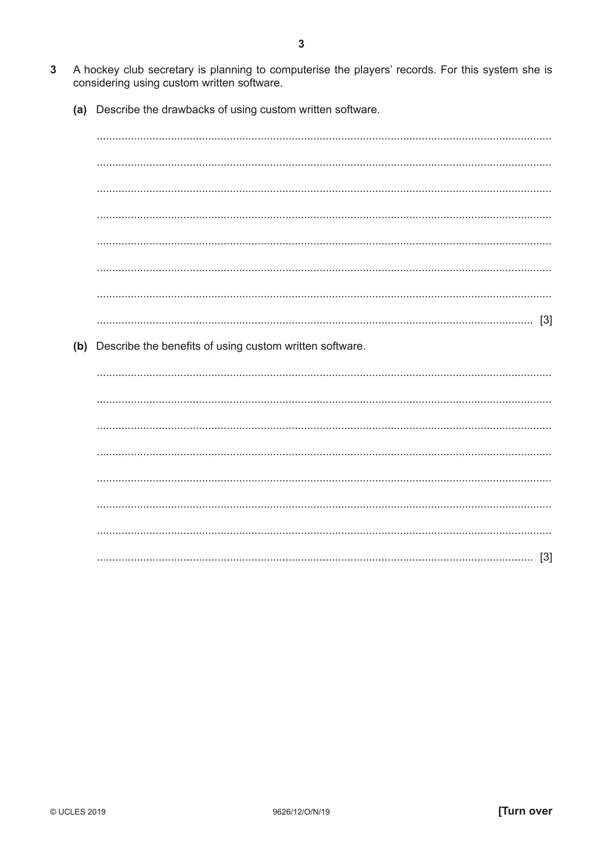 Cambridge A Level Information Technology (from 2017) 9626 2019 Oct/Nov Paper 1 · Variant 2 question paper, page 3 of 16