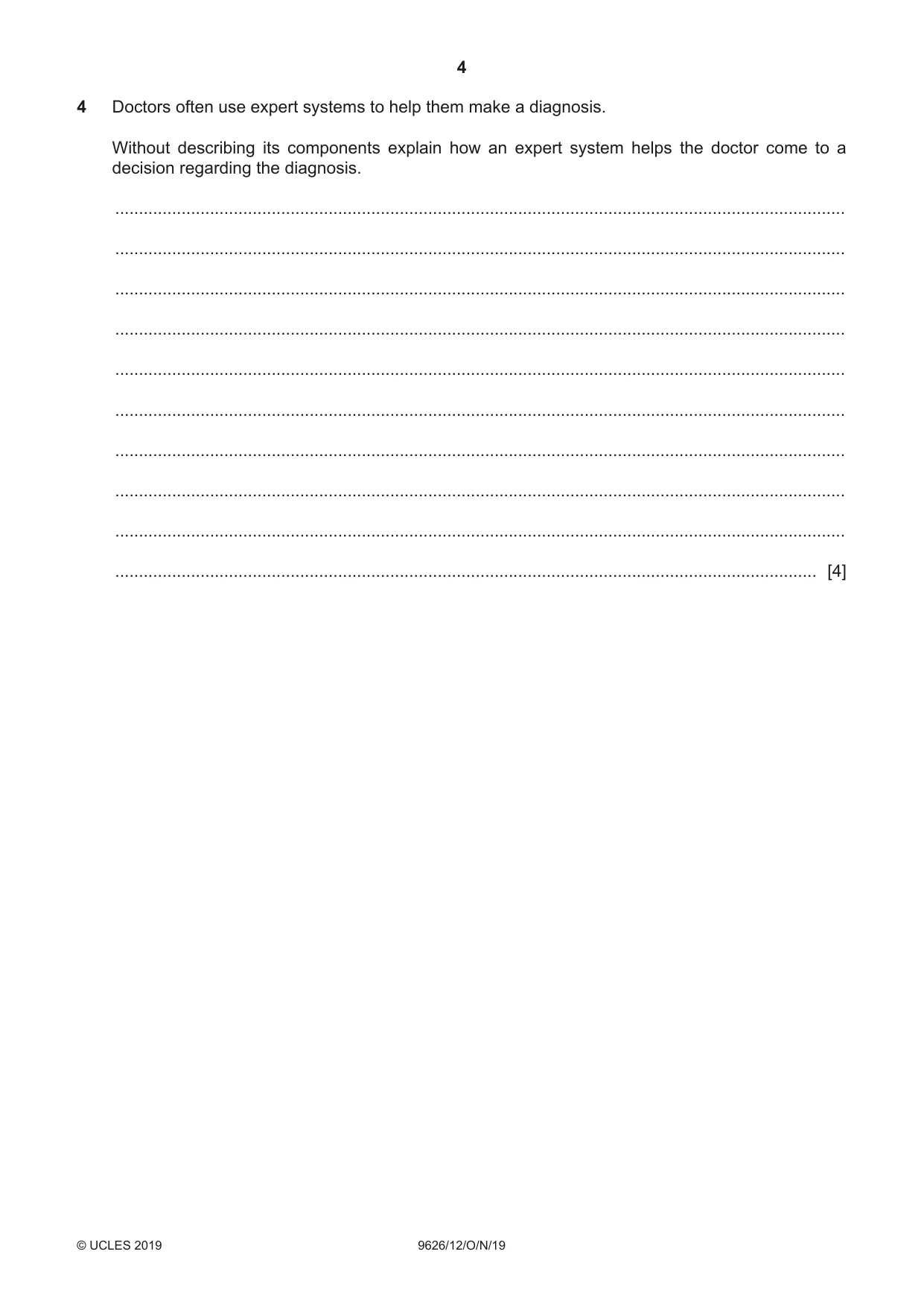 Cambridge A Level Information Technology (from 2017) 9626 2019 Oct/Nov Paper 1 · Variant 2 question paper, page 4 of 16
