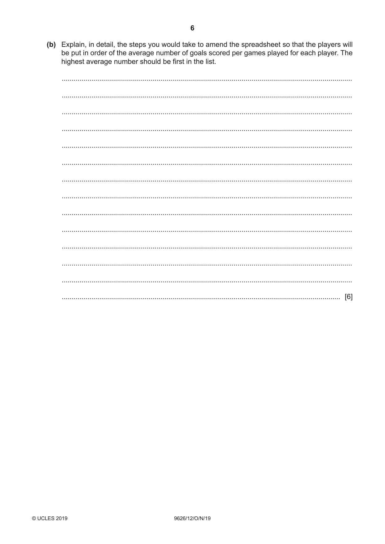 Cambridge A Level Information Technology (from 2017) 9626 2019 Oct/Nov Paper 1 · Variant 2 question paper, page 6 of 16