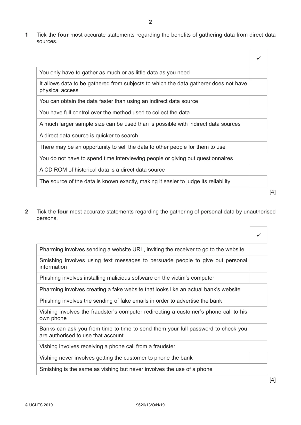 Cambridge A Level Information Technology (from 2017) 9626 2019 Oct/Nov Paper 1 · Variant 3 question paper, page 2 of 16