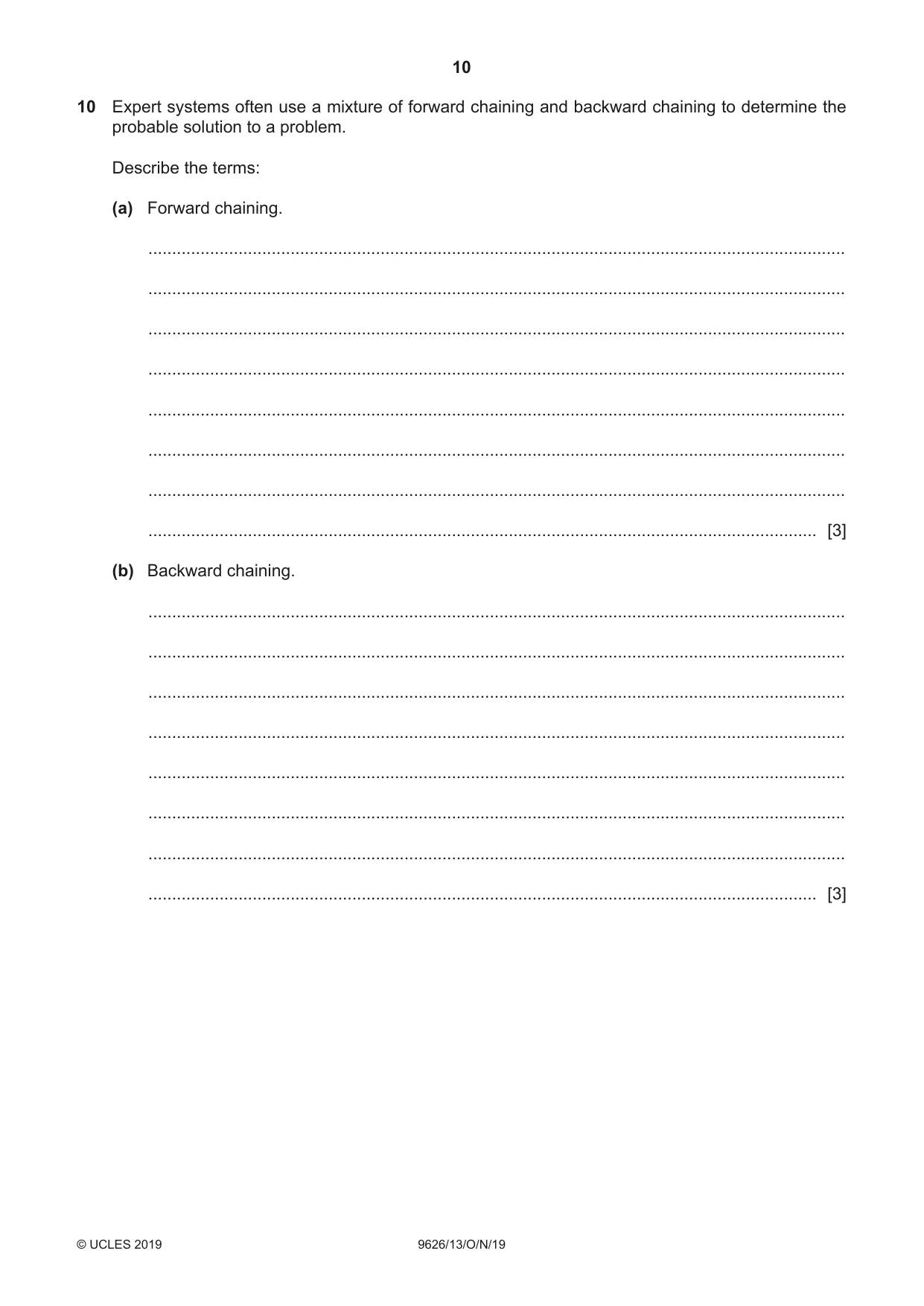 Cambridge A Level Information Technology (from 2017) 9626 2019 Oct/Nov Paper 1 · Variant 3 question paper, page 10 of 16