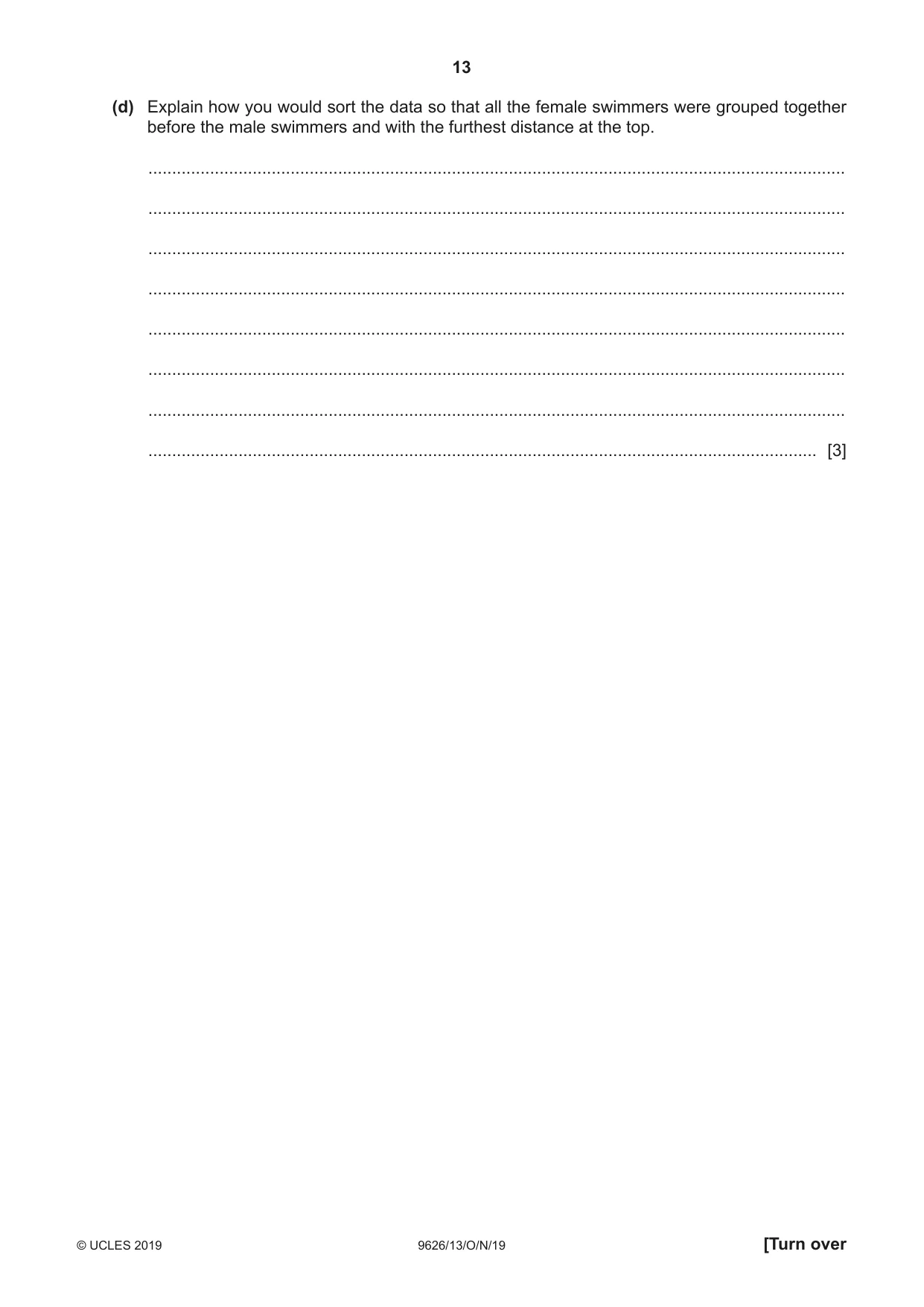Cambridge A Level Information Technology (from 2017) 9626 2019 Oct/Nov Paper 1 · Variant 3 question paper, page 13 of 16