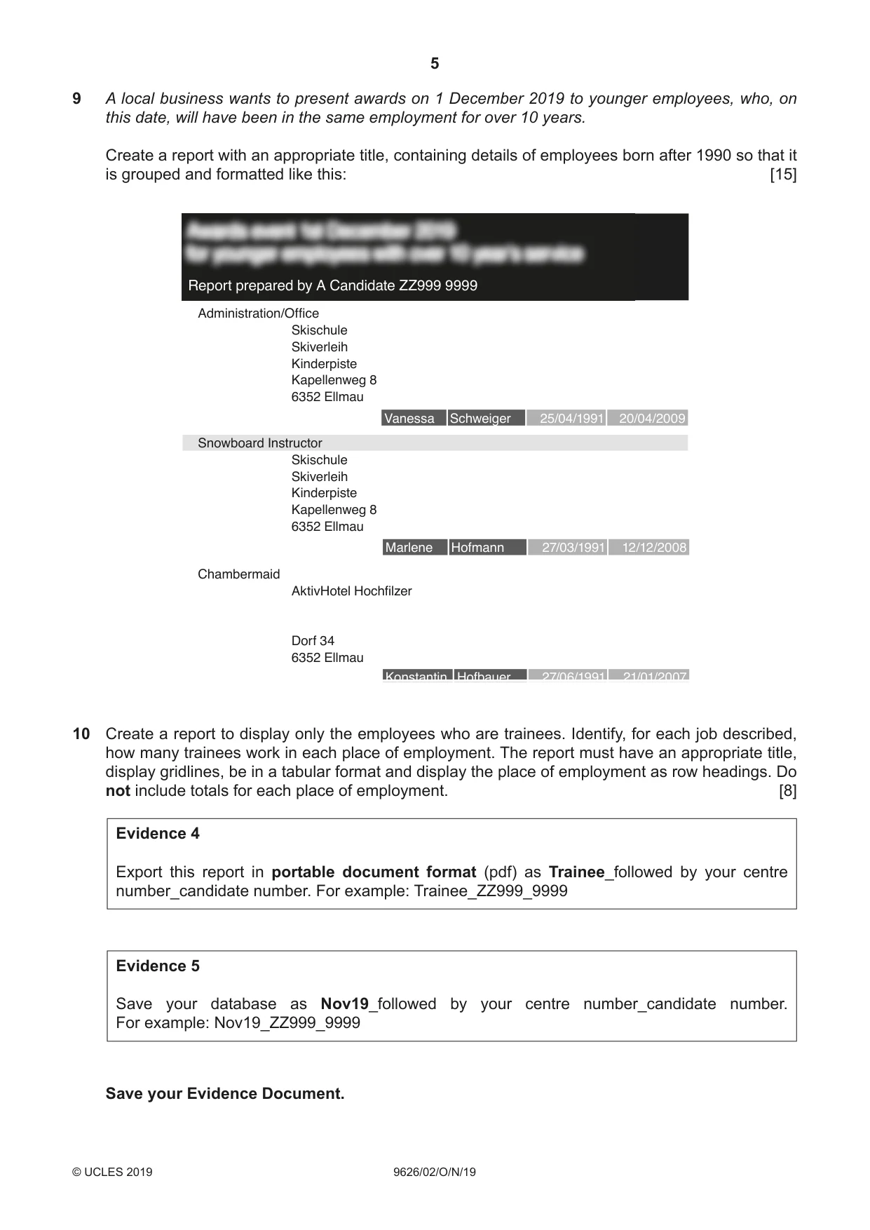 Cambridge A Level Information Technology (from 2017) 9626 2019 Oct/Nov Paper 2 · Variant 1 question paper, page 5 of 8