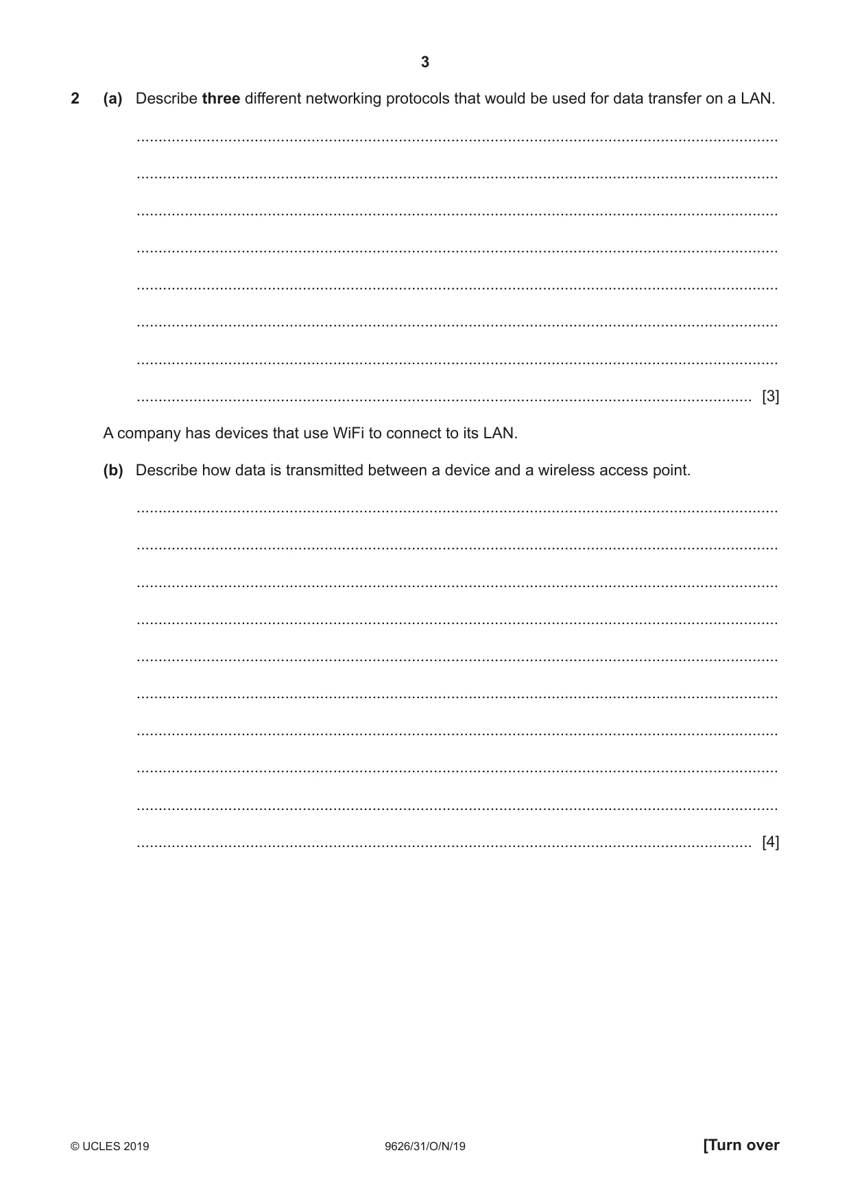 Cambridge A Level Information Technology (from 2017) 9626 2019 Oct/Nov Paper 3 · Variant 1 question paper, page 3 of 20