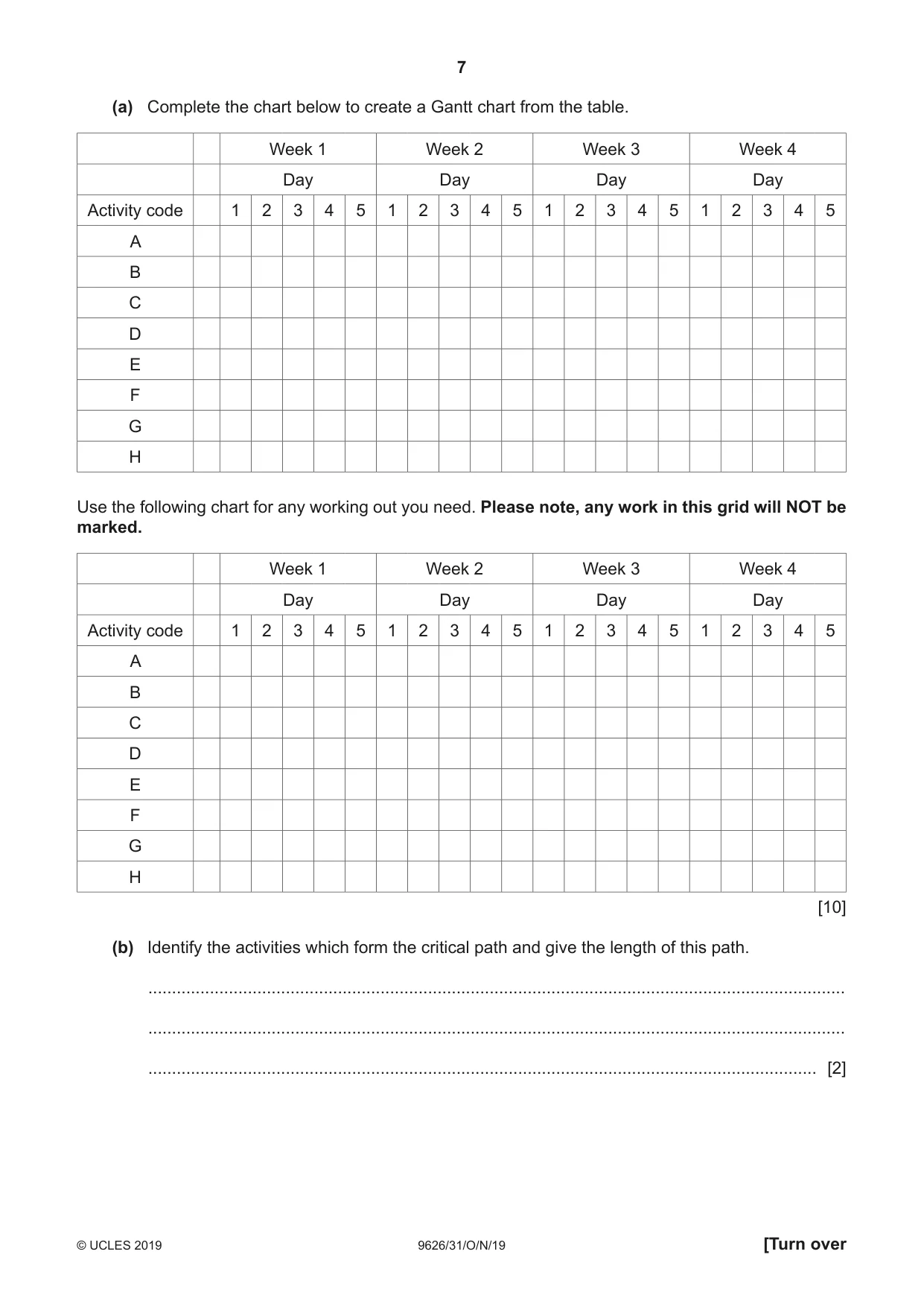 Cambridge A Level Information Technology (from 2017) 9626 2019 Oct/Nov Paper 3 · Variant 1 question paper, page 7 of 20