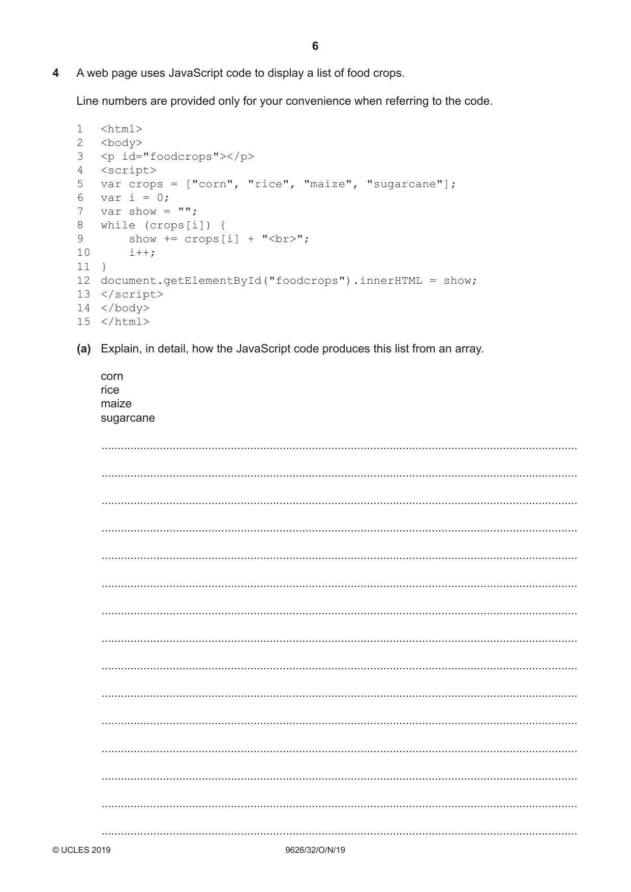Cambridge A Level Information Technology (from 2017) 9626 2019 Oct/Nov Paper 3 · Variant 2 question paper, page 6 of 20