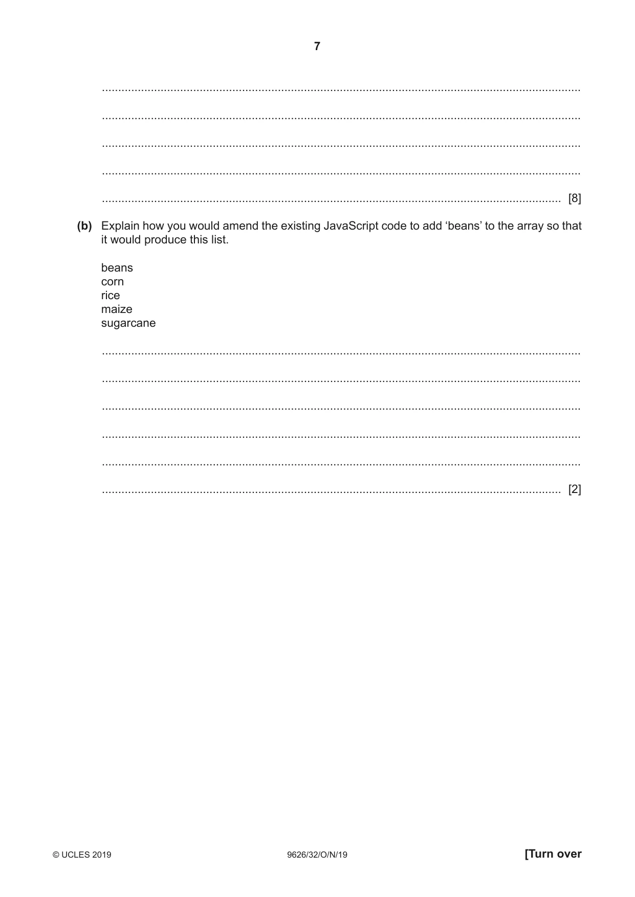 Cambridge A Level Information Technology (from 2017) 9626 2019 Oct/Nov Paper 3 · Variant 2 question paper, page 7 of 20