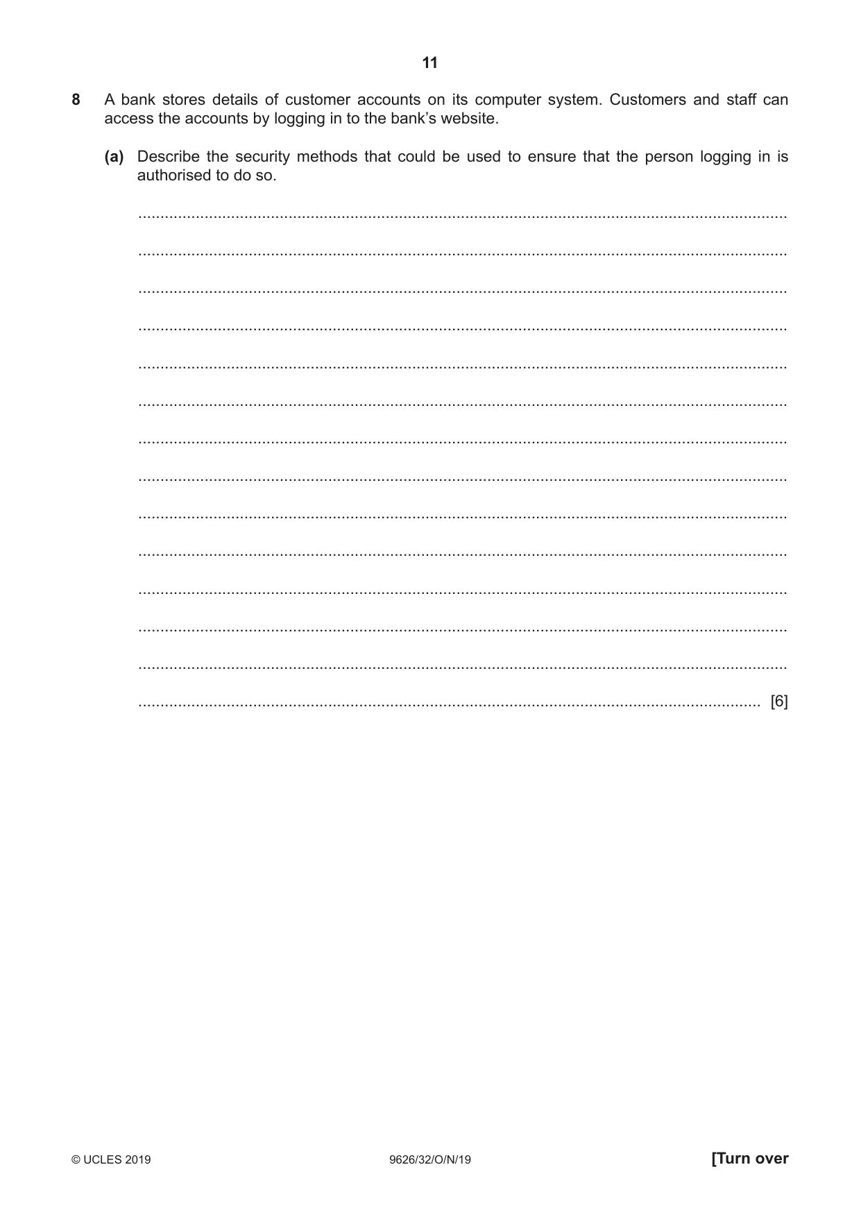 Cambridge A Level Information Technology (from 2017) 9626 2019 Oct/Nov Paper 3 · Variant 2 question paper, page 11 of 20