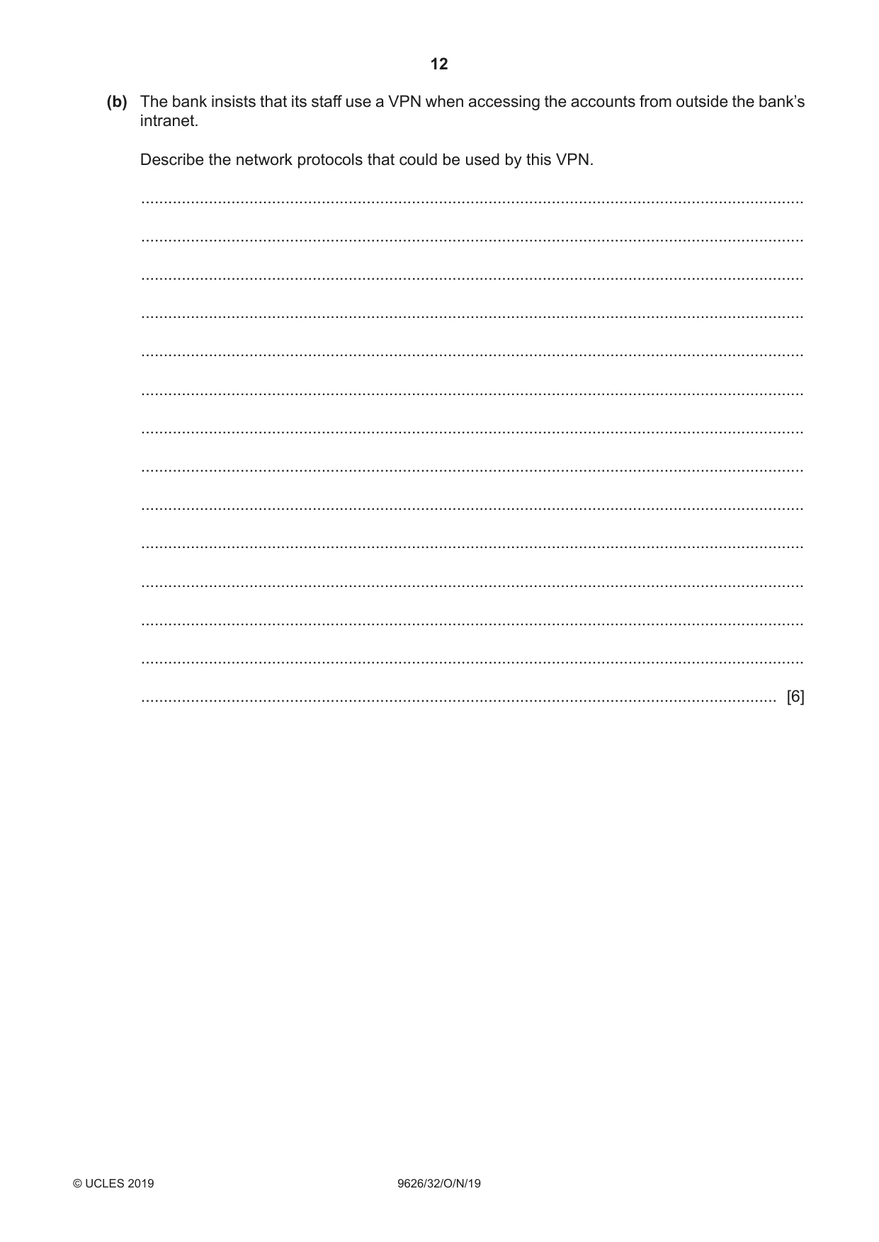 Cambridge A Level Information Technology (from 2017) 9626 2019 Oct/Nov Paper 3 · Variant 2 question paper, page 12 of 20