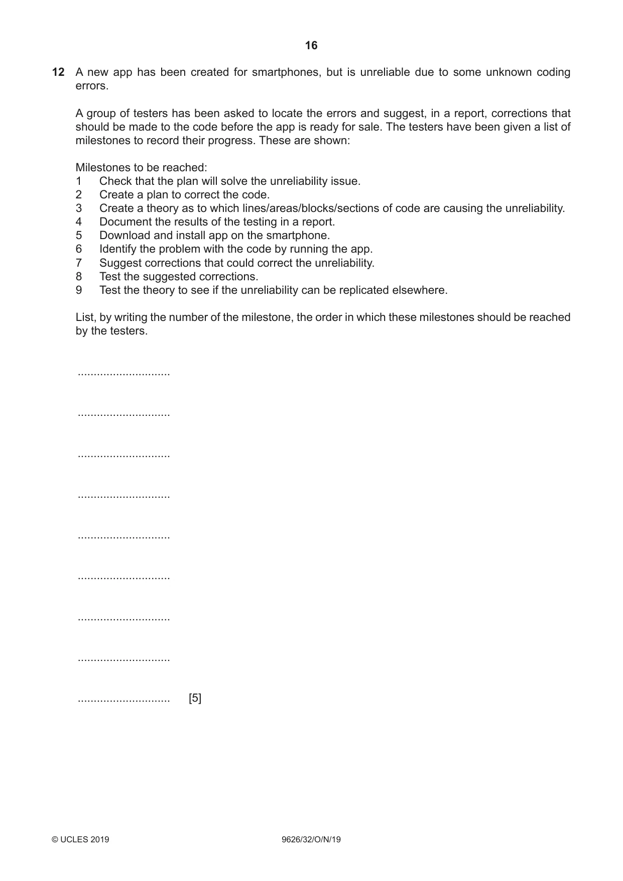 Cambridge A Level Information Technology (from 2017) 9626 2019 Oct/Nov Paper 3 · Variant 2 question paper, page 16 of 20