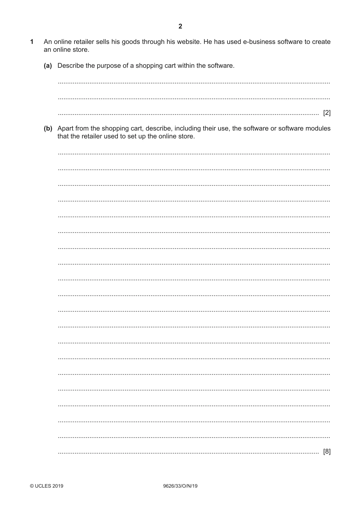 Cambridge A Level Information Technology (from 2017) 9626 2019 Oct/Nov Paper 3 · Variant 3 question paper, page 2 of 20