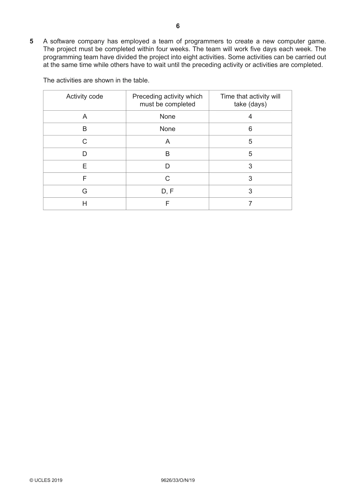 Cambridge A Level Information Technology (from 2017) 9626 2019 Oct/Nov Paper 3 · Variant 3 question paper, page 6 of 20