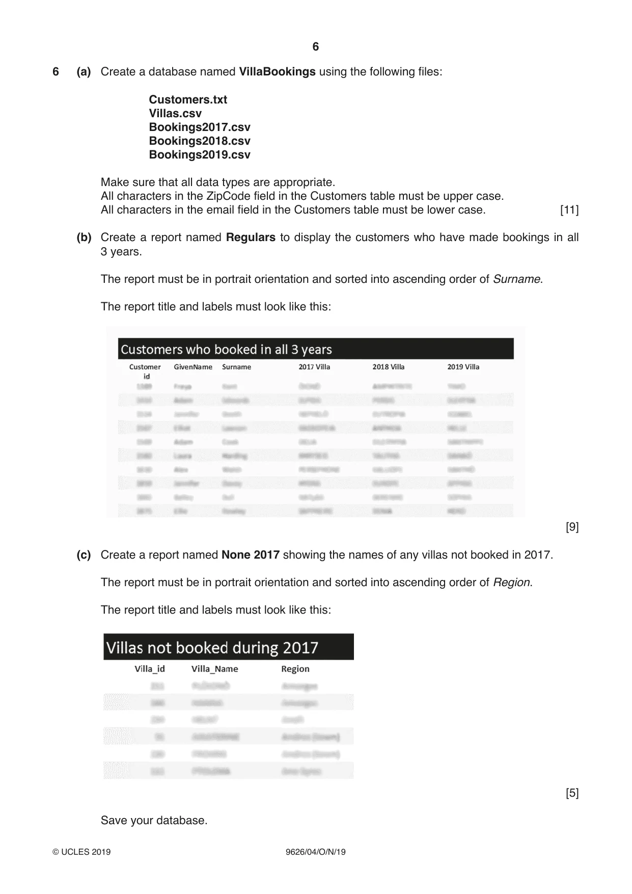 Cambridge A Level Information Technology (from 2017) 9626 2019 Oct/Nov Paper 4 · Variant 1 question paper, page 6 of 8