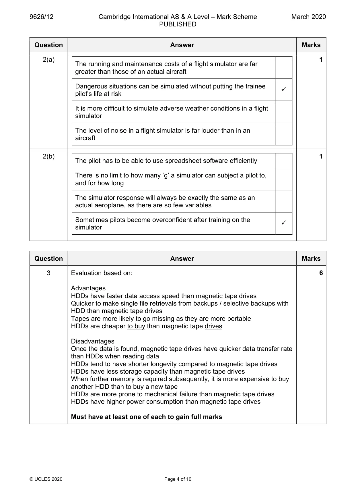 Mark scheme, page 4 of 10