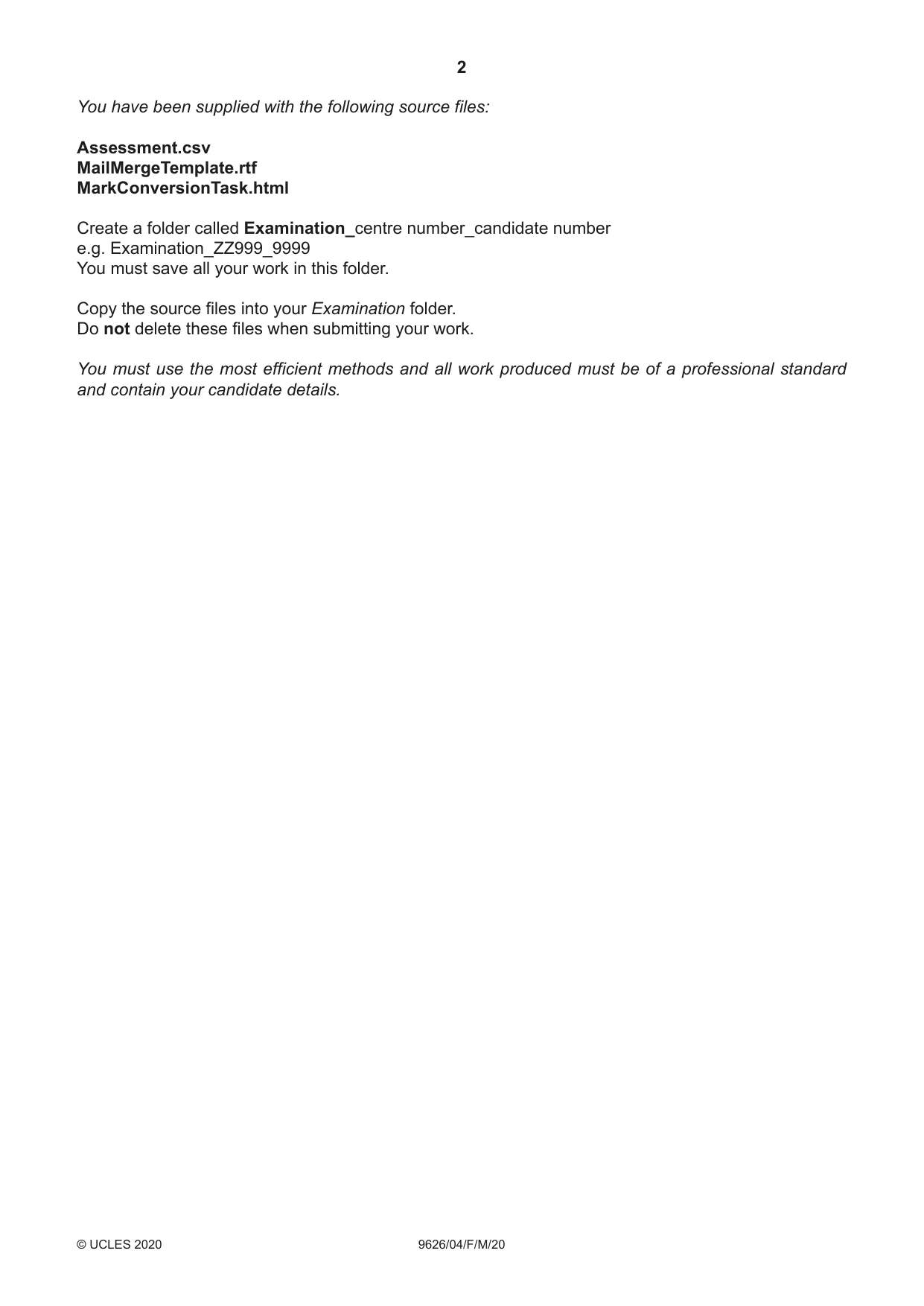 Cambridge A Level Information Technology (from 2017) 9626 2020 Feb/March Paper 4 · Variant 0 question paper, page 2 of 12
