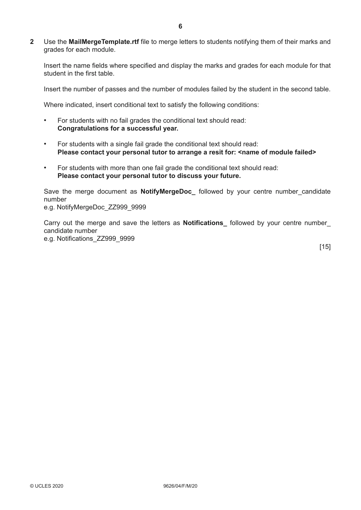 Cambridge A Level Information Technology (from 2017) 9626 2020 Feb/March Paper 4 · Variant 0 question paper, page 6 of 12