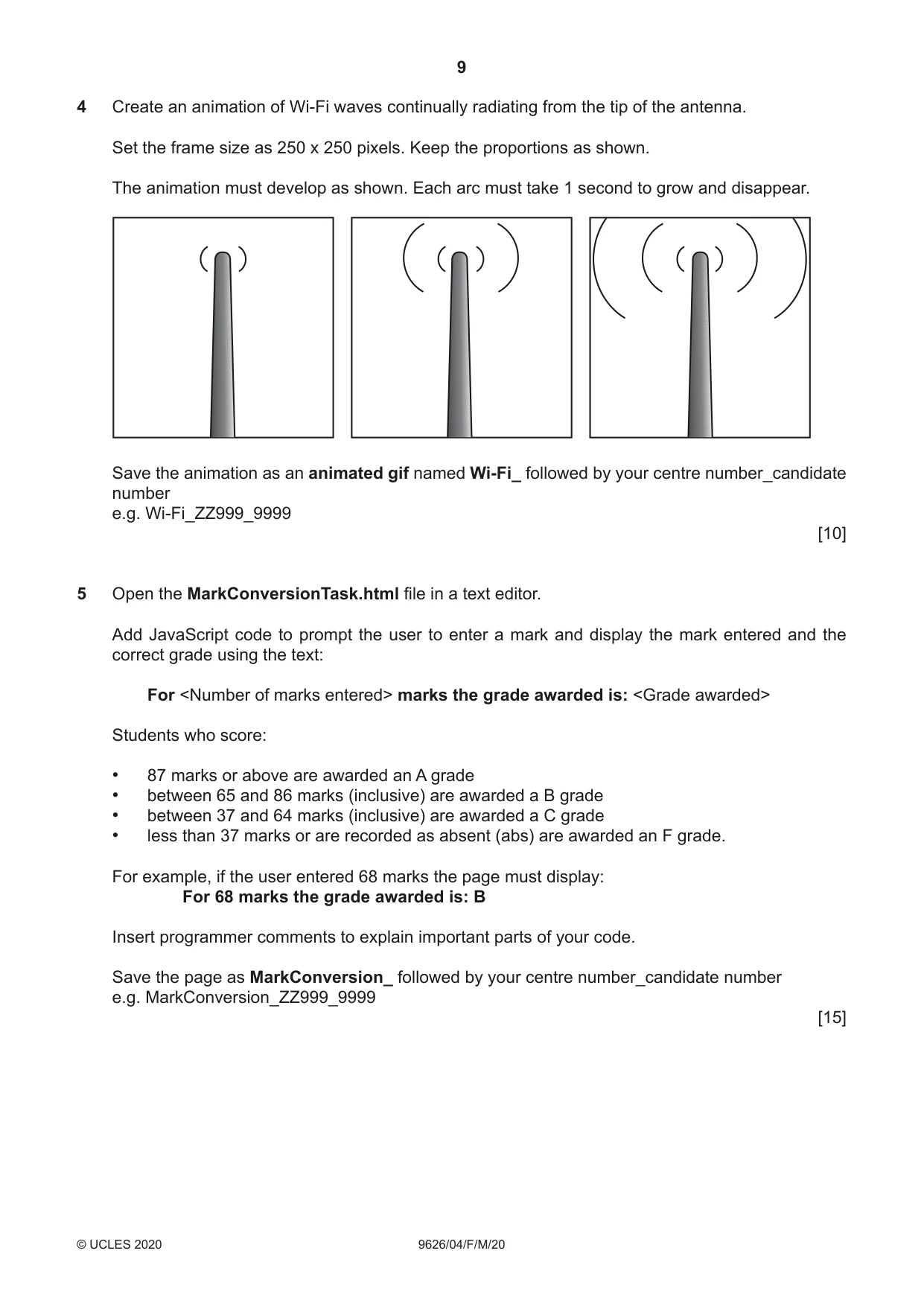 Cambridge A Level Information Technology (from 2017) 9626 2020 Feb/March Paper 4 · Variant 0 question paper, page 9 of 12
