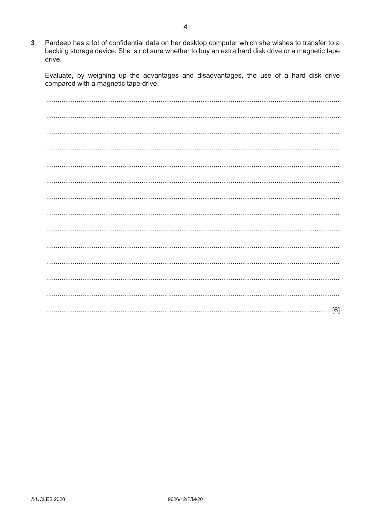 Cambridge A Level Information Technology (from 2017) 9626 2020 Feb/March Paper 1 · Variant 2 question paper, page 4 of 16