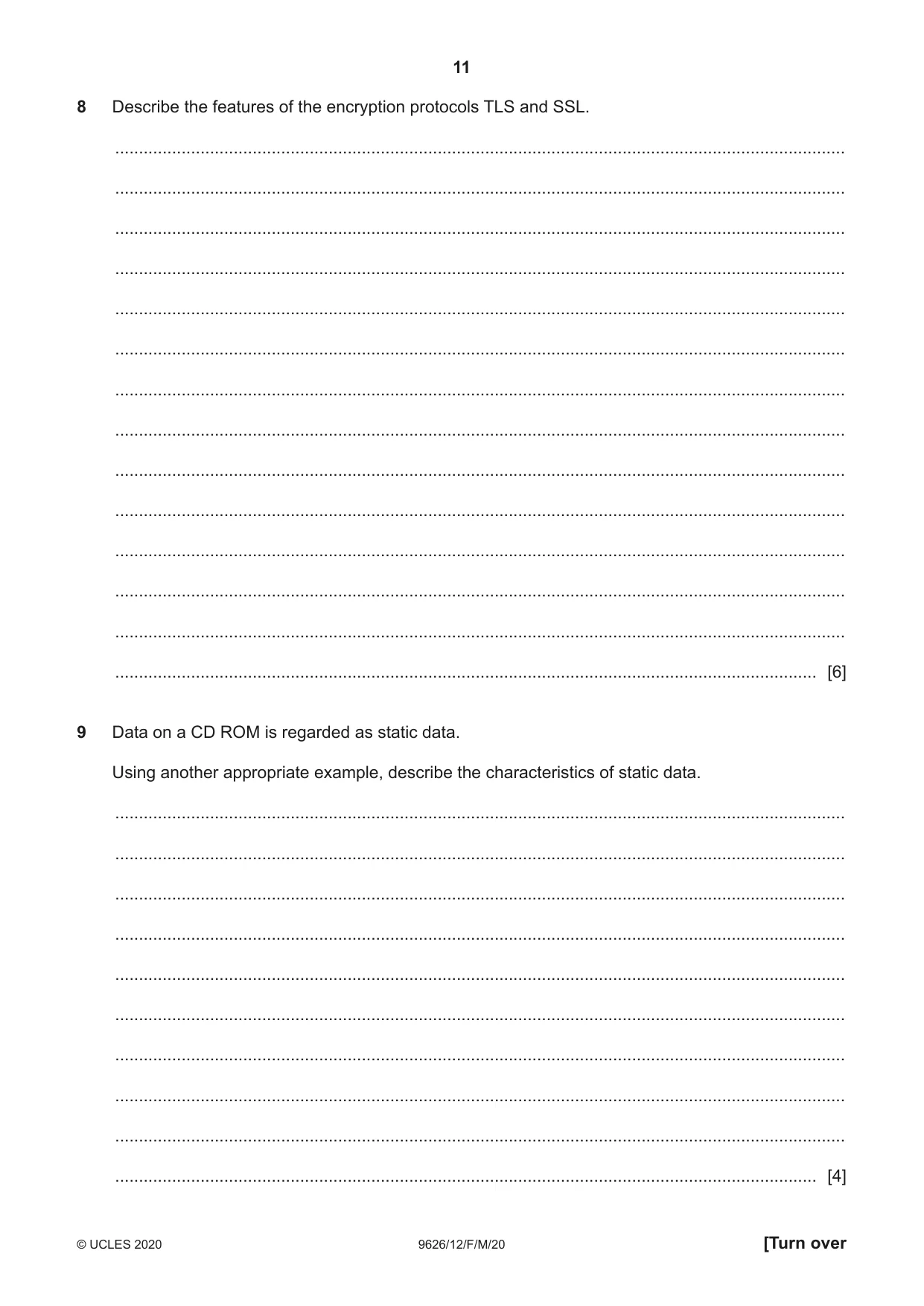 Cambridge A Level Information Technology (from 2017) 9626 2020 Feb/March Paper 1 · Variant 2 question paper, page 11 of 16