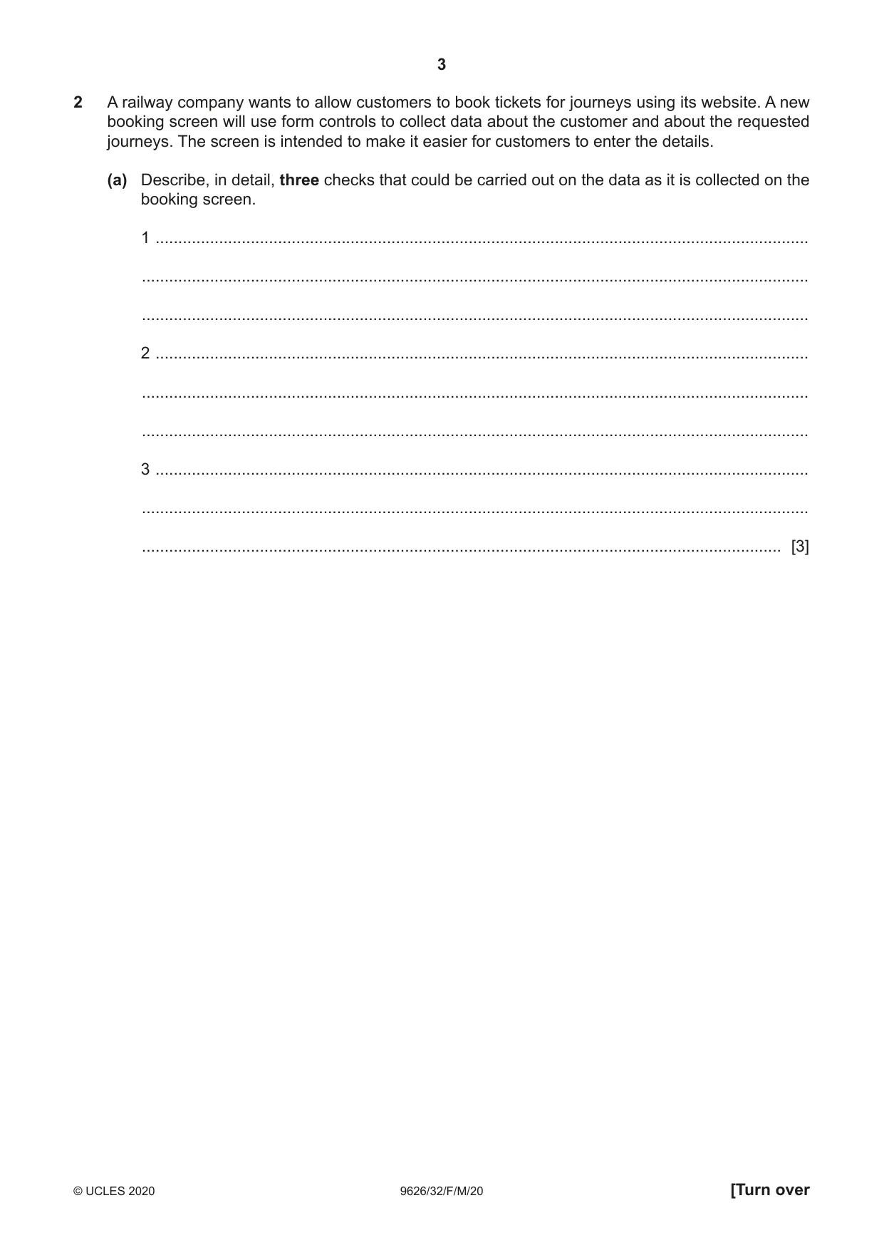 Cambridge A Level Information Technology (from 2017) 9626 2020 Feb/March Paper 3 · Variant 2 question paper, page 3 of 16