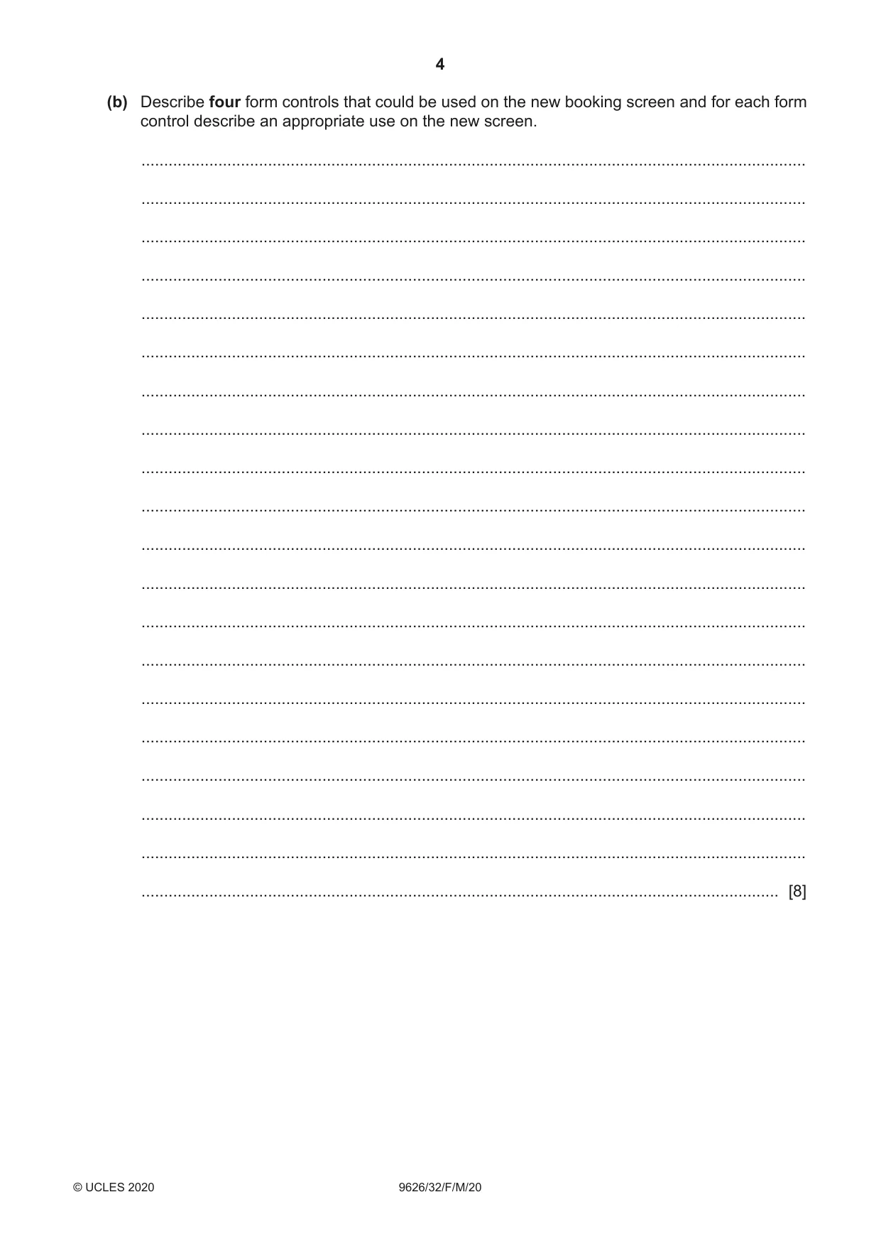 Cambridge A Level Information Technology (from 2017) 9626 2020 Feb/March Paper 3 · Variant 2 question paper, page 4 of 16