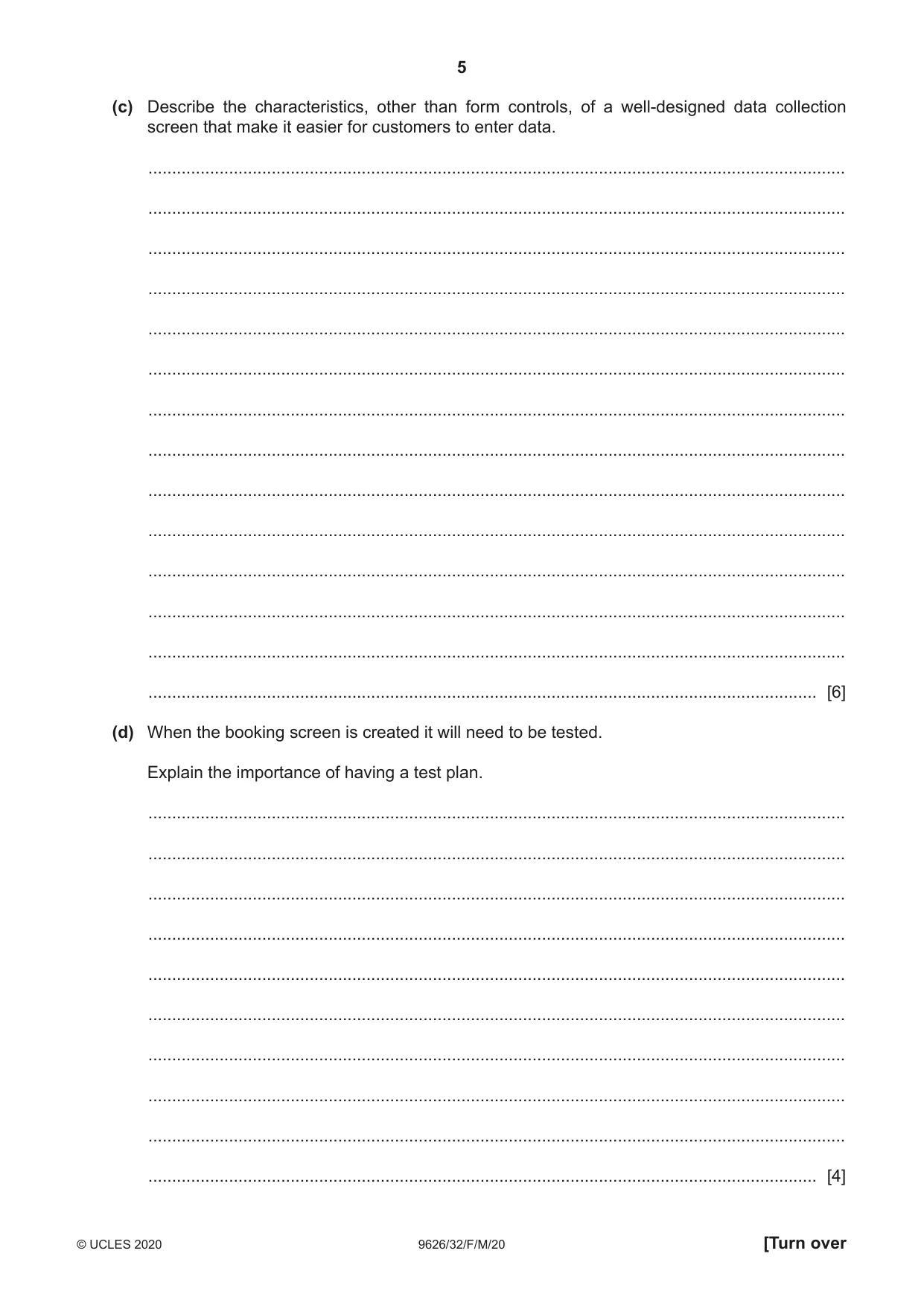 Cambridge A Level Information Technology (from 2017) 9626 2020 Feb/March Paper 3 · Variant 2 question paper, page 5 of 16