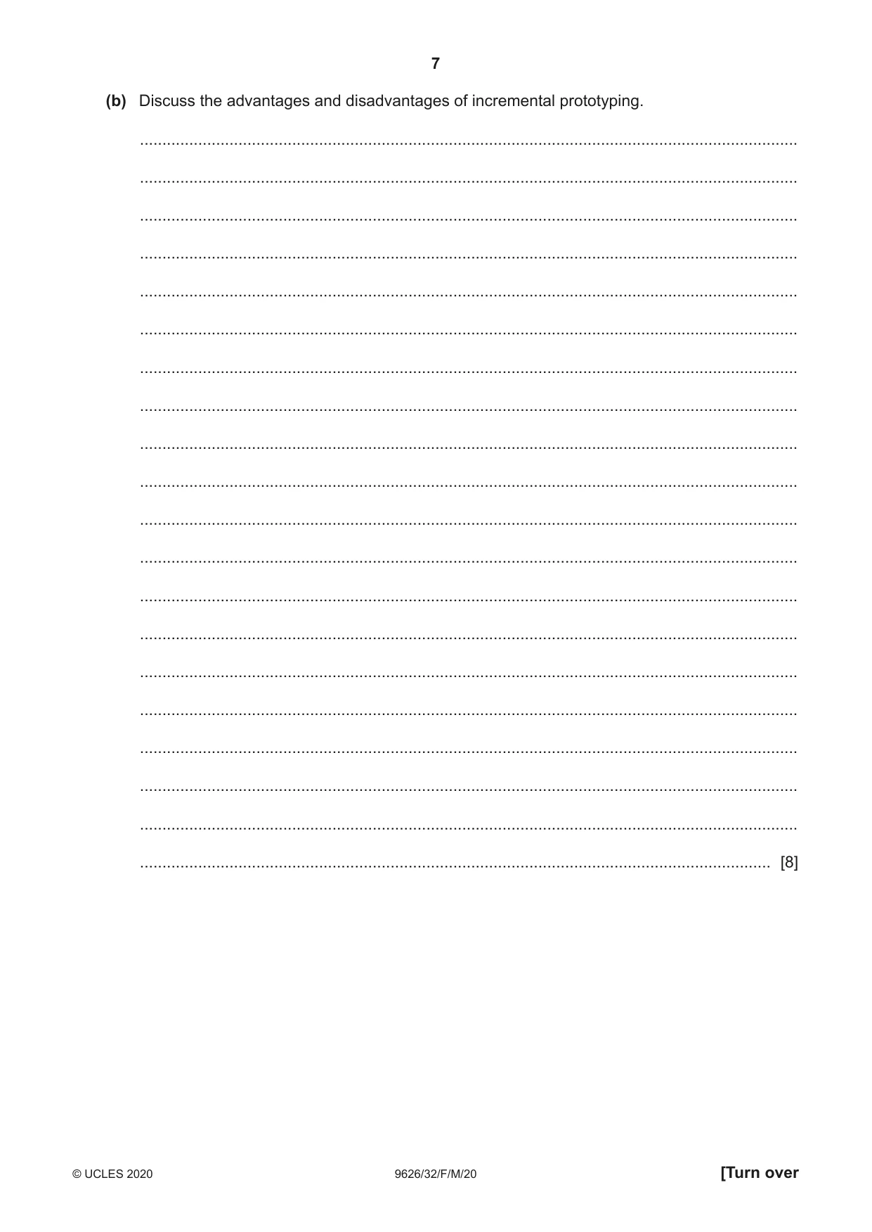 Cambridge A Level Information Technology (from 2017) 9626 2020 Feb/March Paper 3 · Variant 2 question paper, page 7 of 16