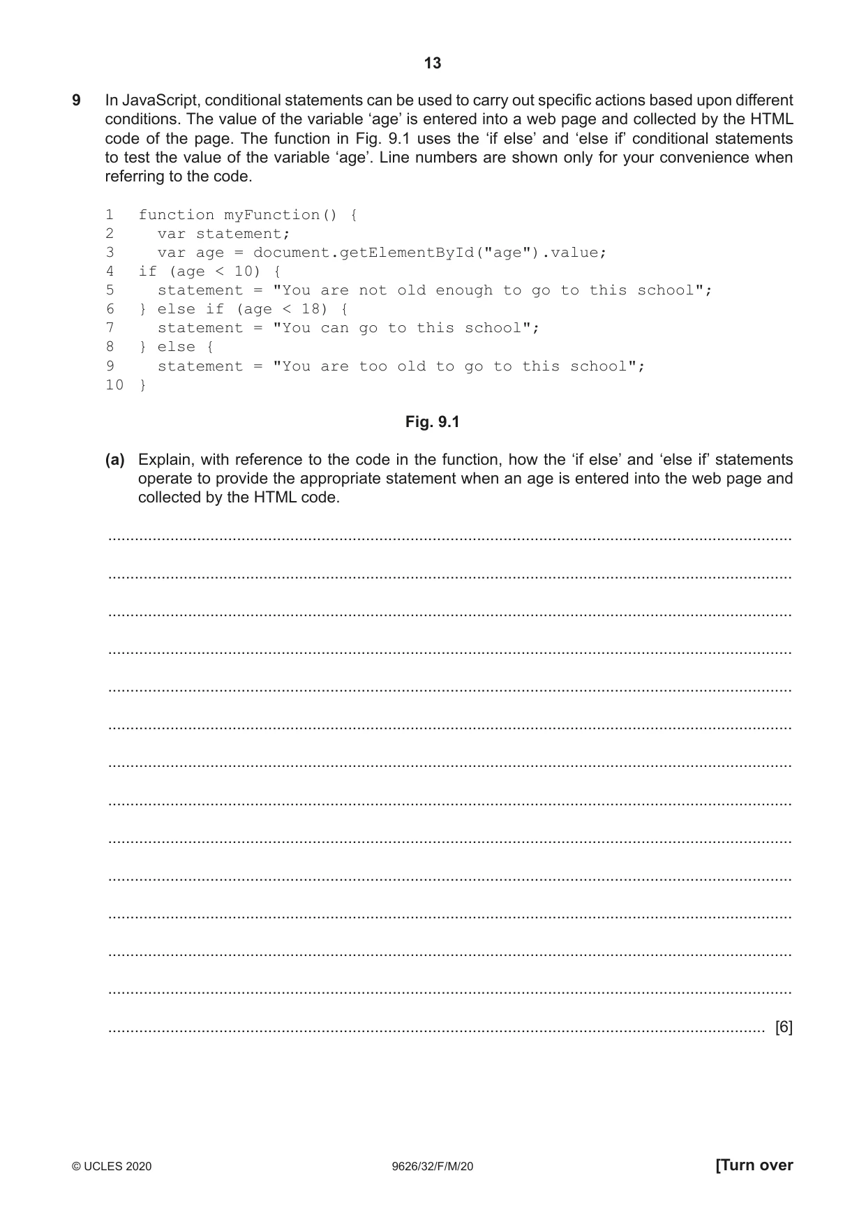 Cambridge A Level Information Technology (from 2017) 9626 2020 Feb/March Paper 3 · Variant 2 question paper, page 13 of 16