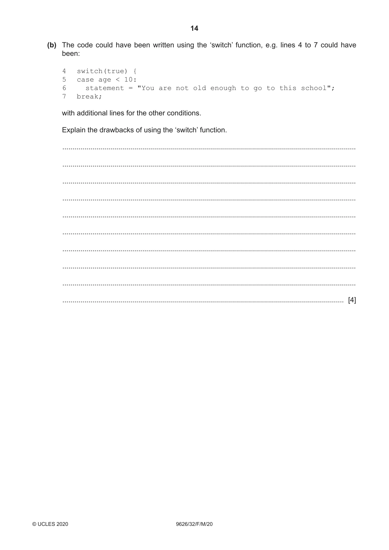Cambridge A Level Information Technology (from 2017) 9626 2020 Feb/March Paper 3 · Variant 2 question paper, page 14 of 16