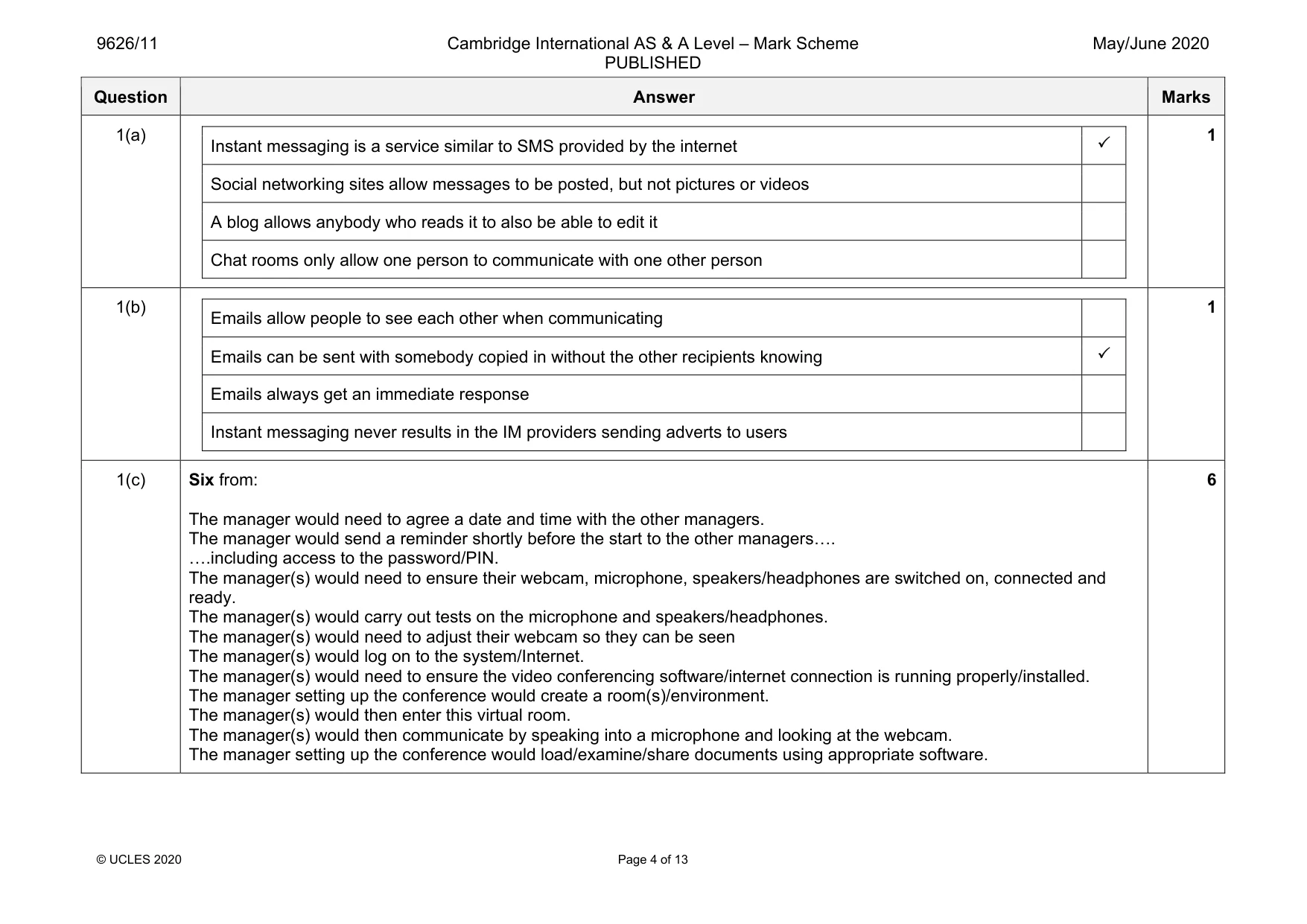 Mark scheme, page 4 of 13