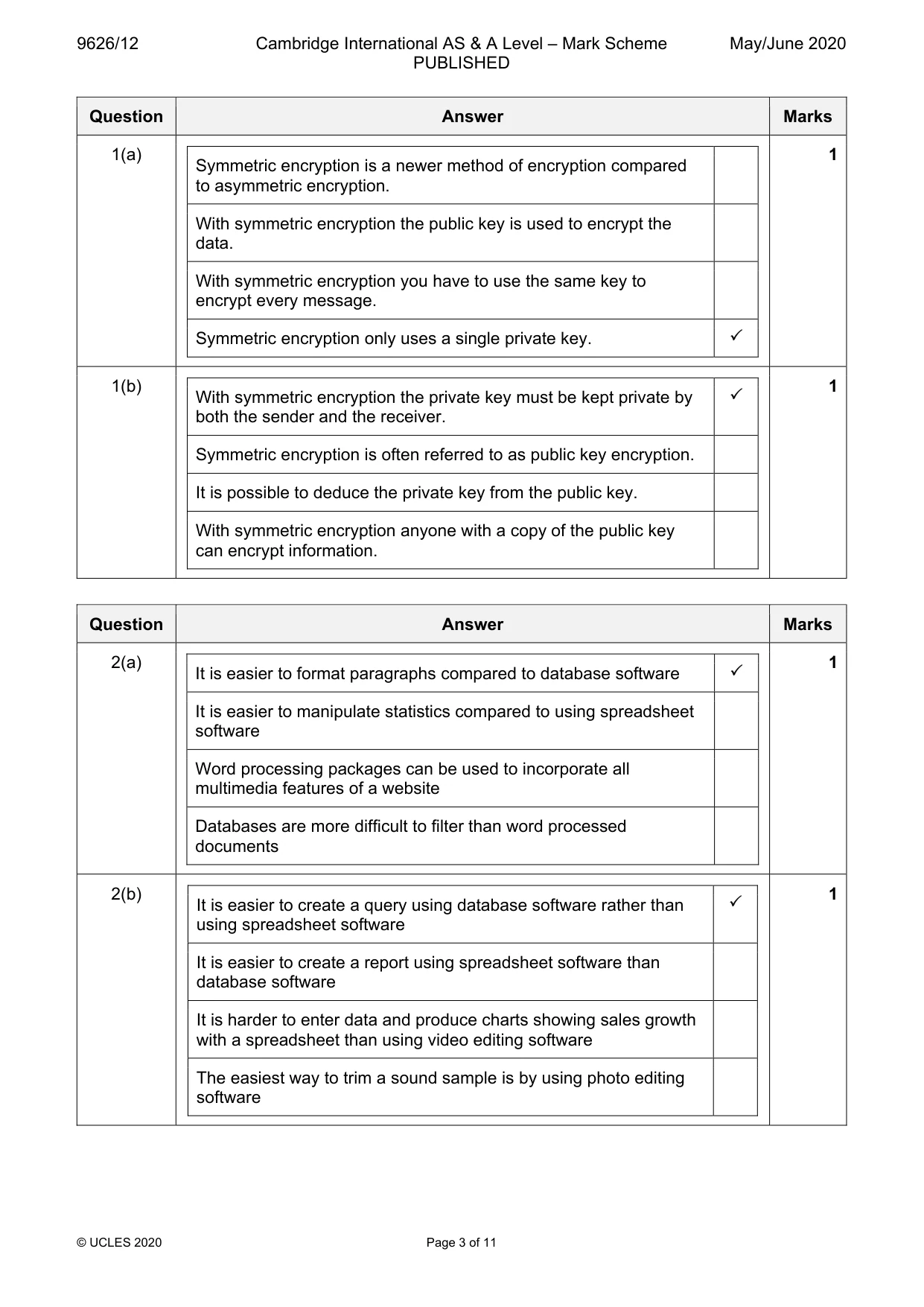 Mark scheme, page 3 of 11