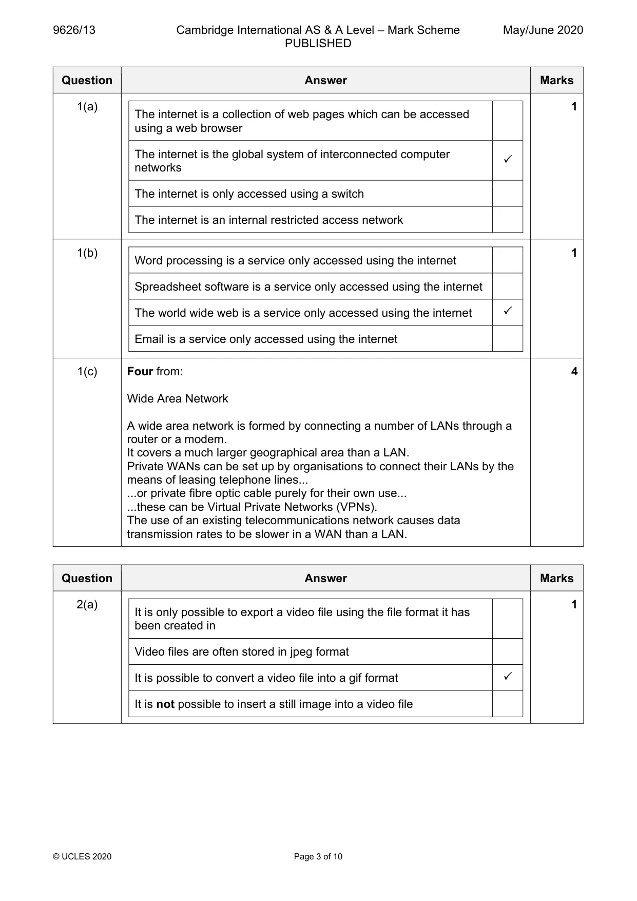 Mark scheme, page 3 of 10