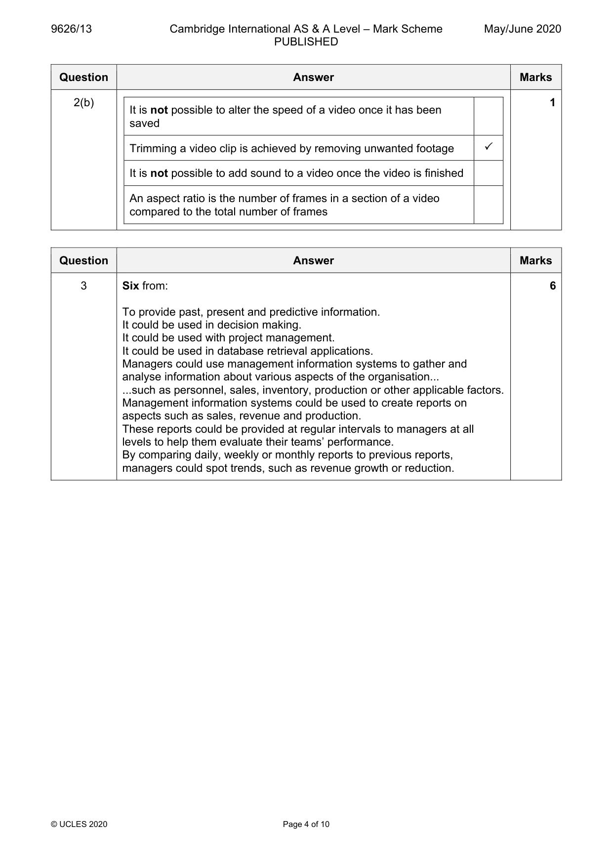 Mark scheme, page 4 of 10