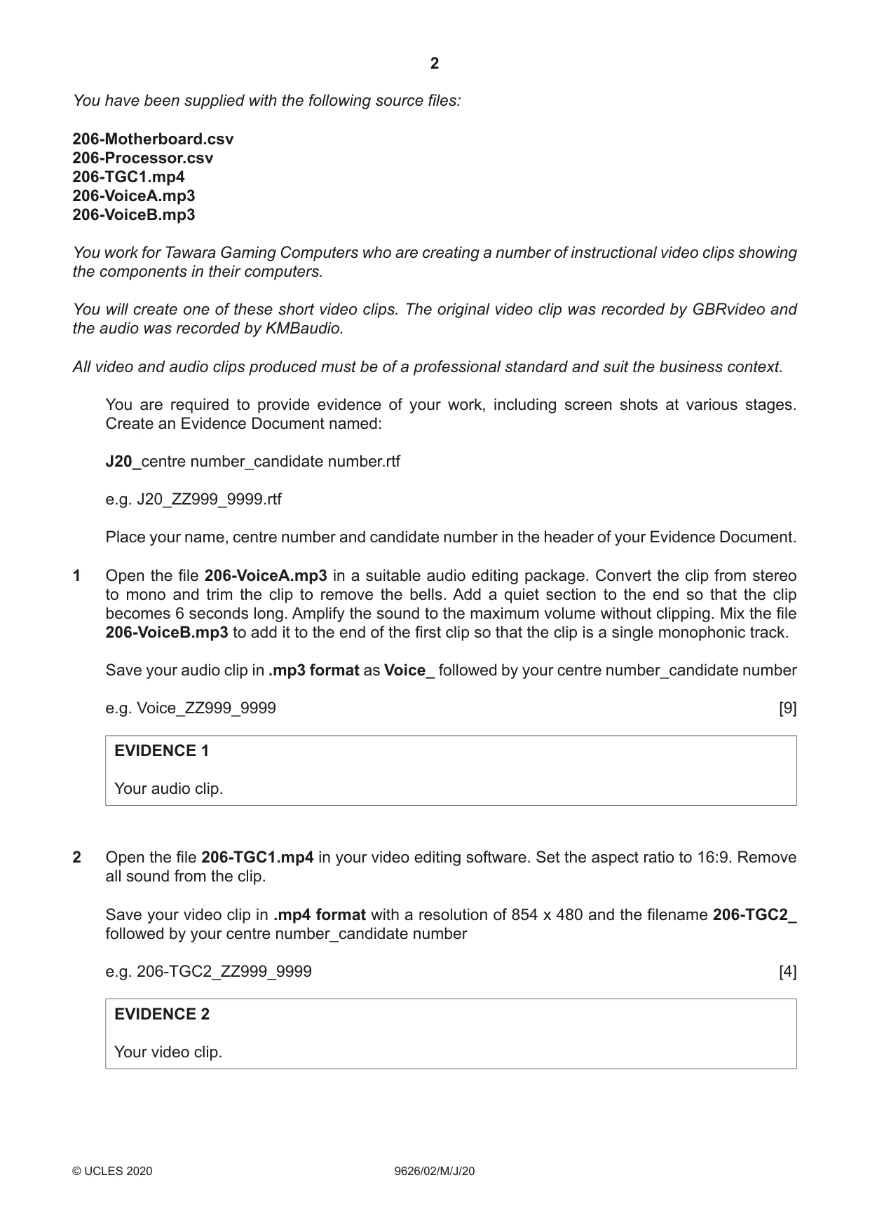 Cambridge A Level Information Technology (from 2017) 9626 2020 May/June Paper 2 · Variant 0 question paper, page 2 of 8