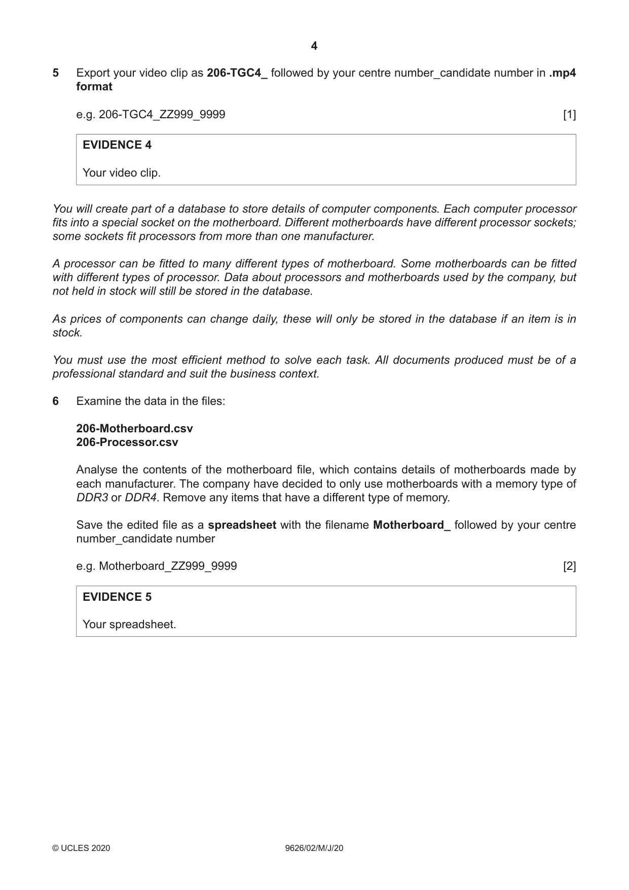 Cambridge A Level Information Technology (from 2017) 9626 2020 May/June Paper 2 · Variant 0 question paper, page 4 of 8