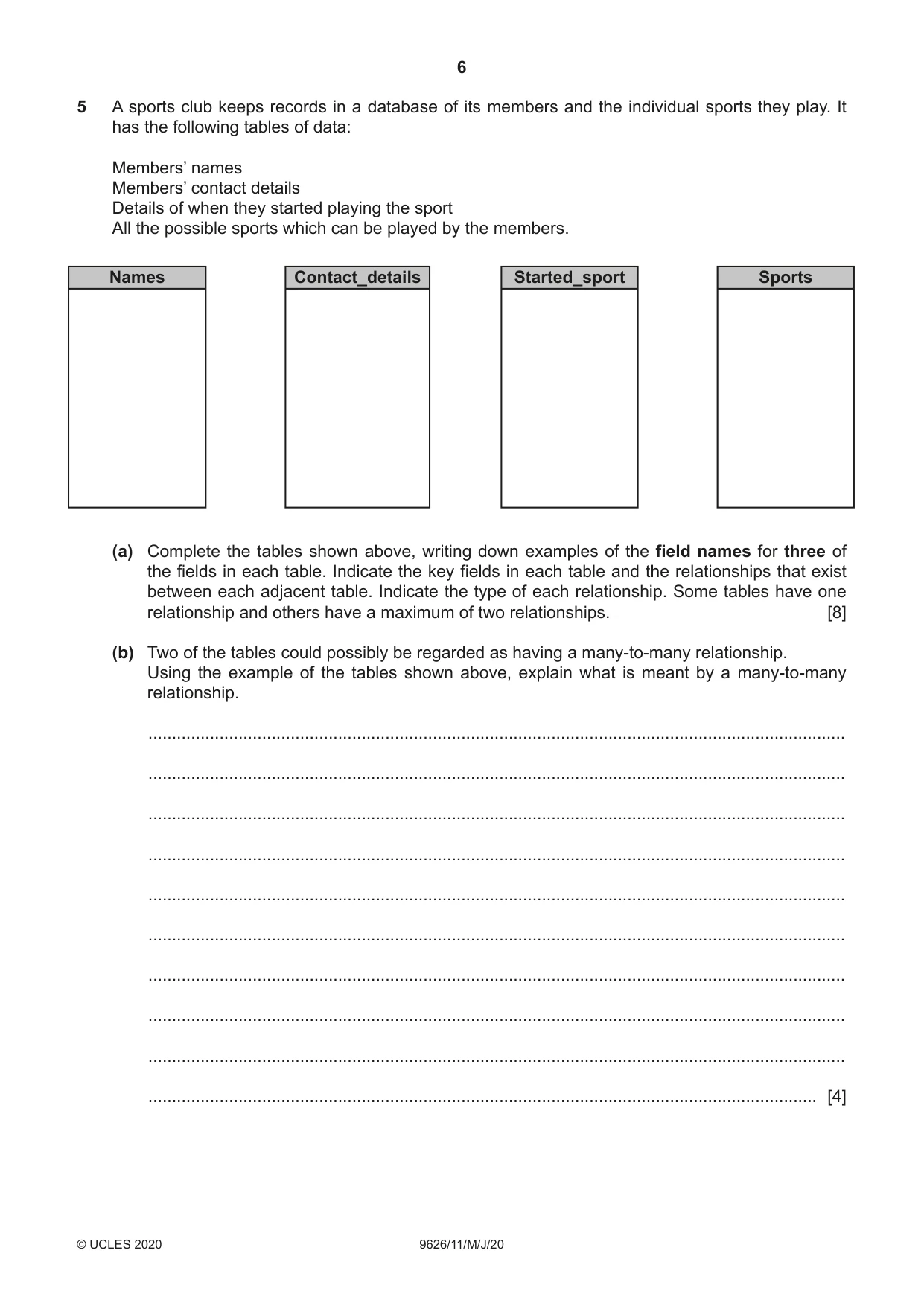 Cambridge A Level Information Technology (from 2017) 9626 2020 May/June Paper 1 · Variant 1 question paper, page 6 of 16