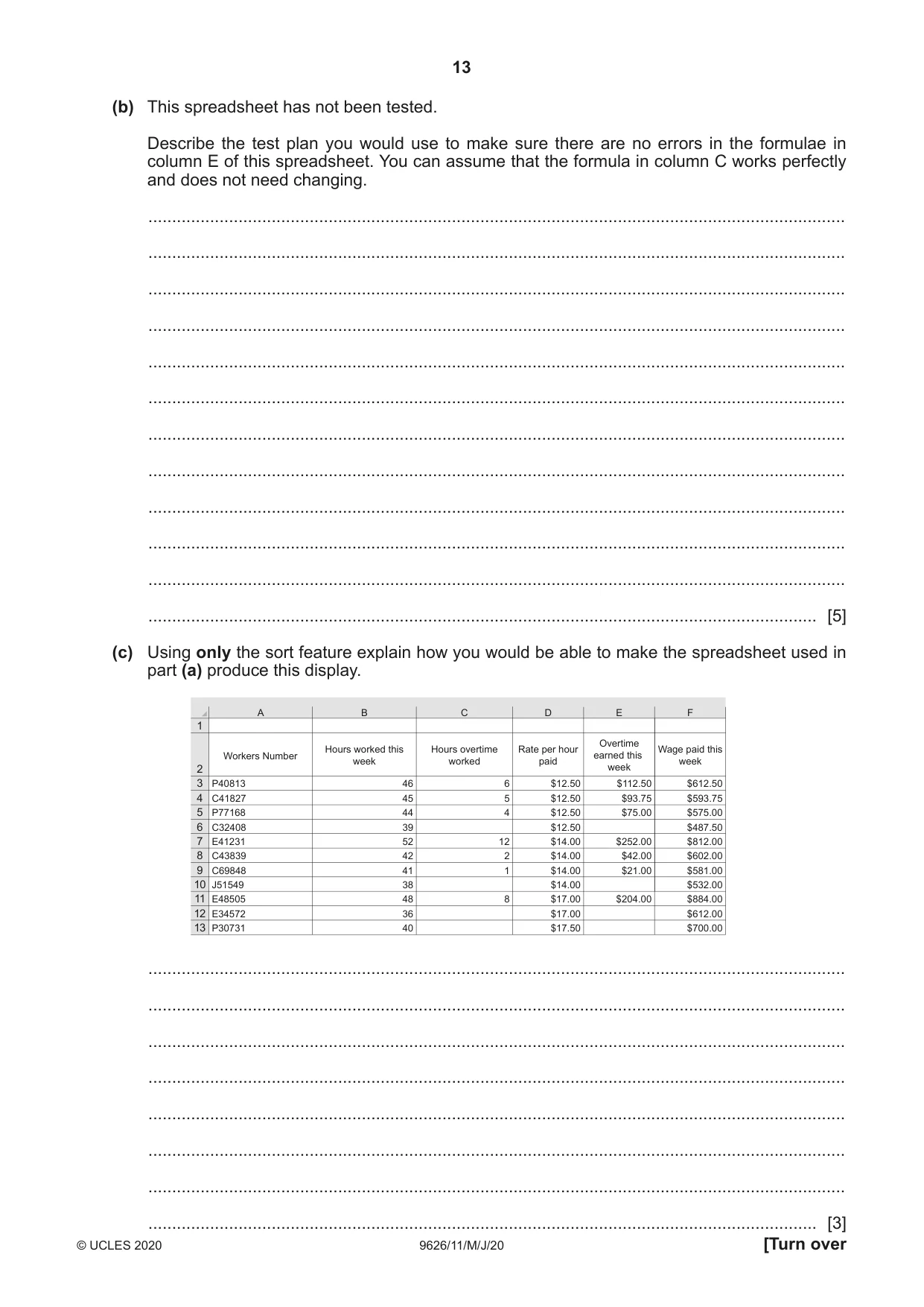 Cambridge A Level Information Technology (from 2017) 9626 2020 May/June Paper 1 · Variant 1 question paper, page 13 of 16