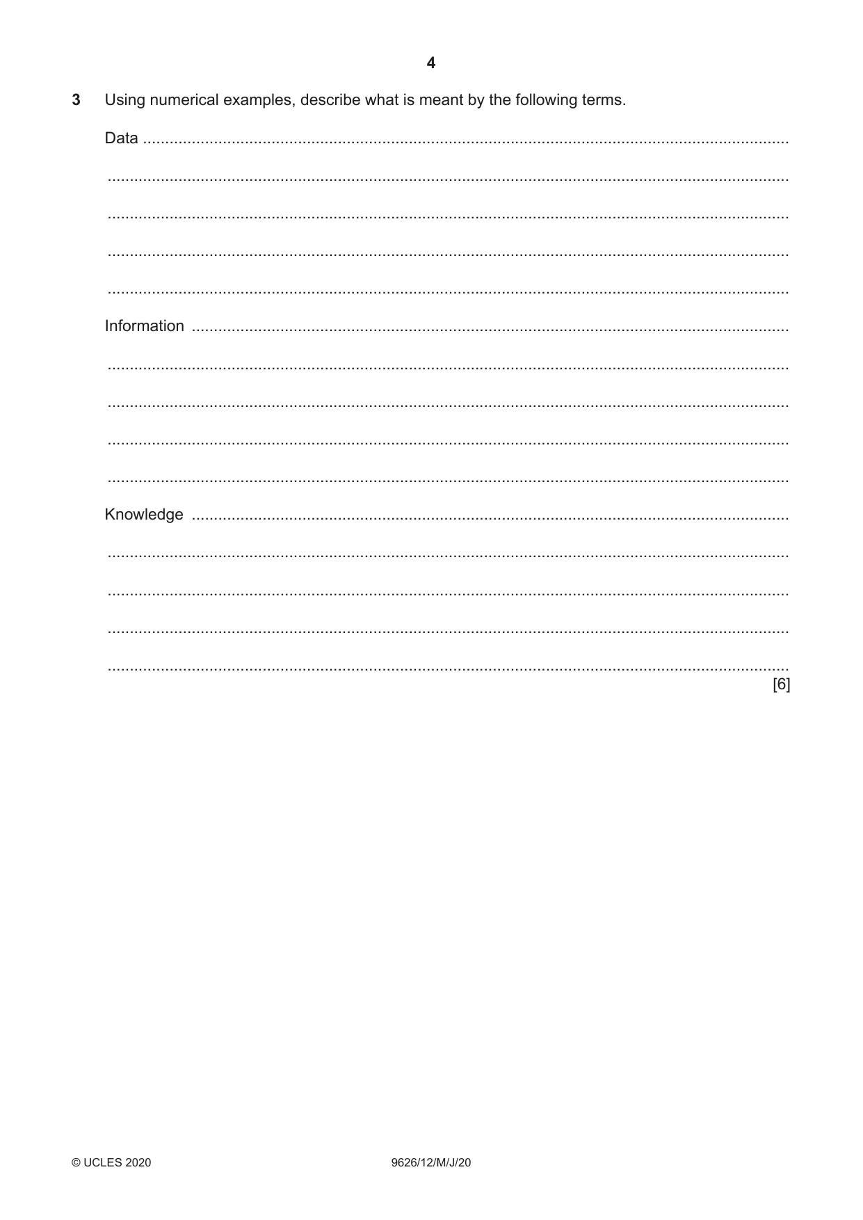 Cambridge A Level Information Technology (from 2017) 9626 2020 May/June Paper 1 · Variant 2 question paper, page 4 of 16
