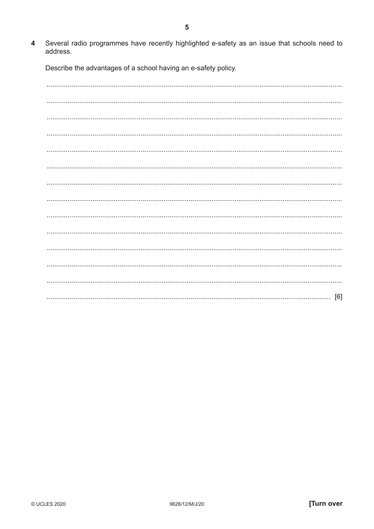 Cambridge A Level Information Technology (from 2017) 9626 2020 May/June Paper 1 · Variant 2 question paper, page 5 of 16