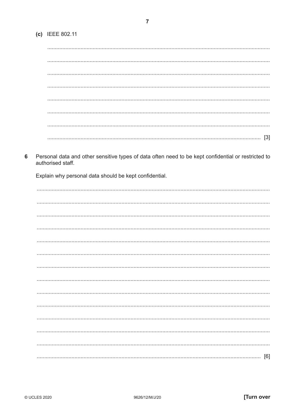 Cambridge A Level Information Technology (from 2017) 9626 2020 May/June Paper 1 · Variant 2 question paper, page 7 of 16