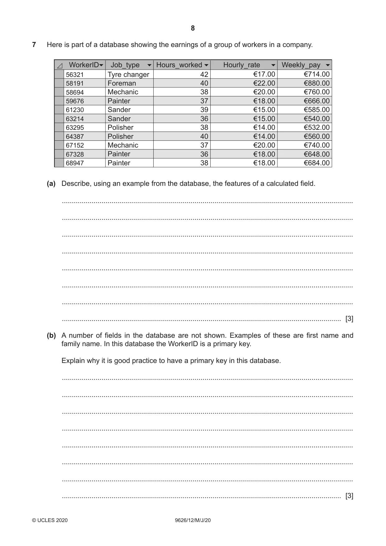 Cambridge A Level Information Technology (from 2017) 9626 2020 May/June Paper 1 · Variant 2 question paper, page 8 of 16