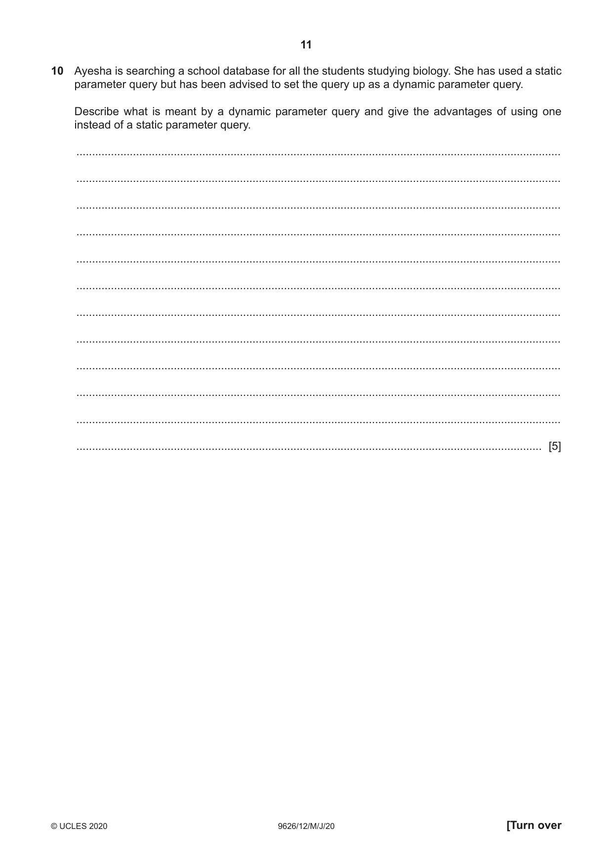 Cambridge A Level Information Technology (from 2017) 9626 2020 May/June Paper 1 · Variant 2 question paper, page 11 of 16