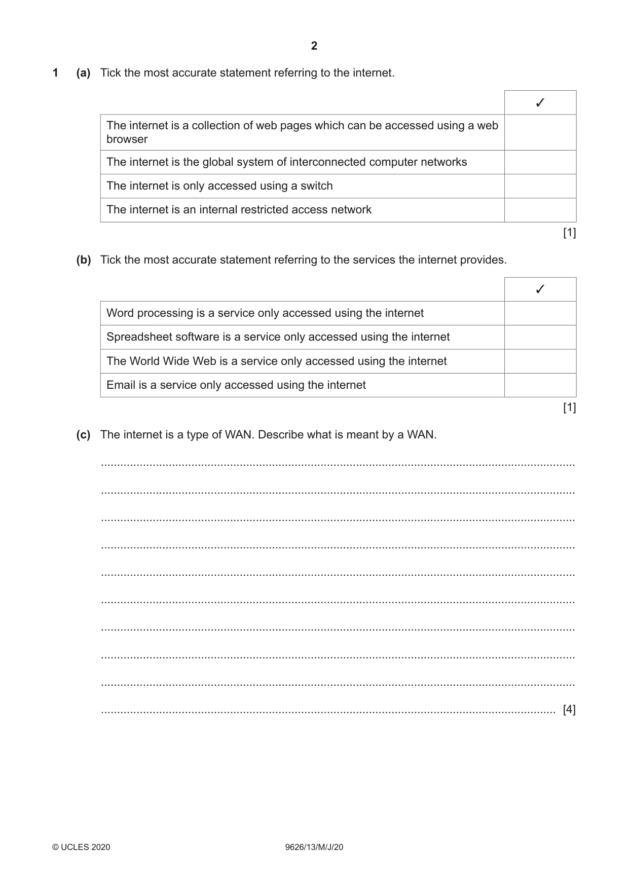 Cambridge A Level Information Technology (from 2017) 9626 2020 May/June Paper 1 · Variant 3 question paper, page 2 of 16