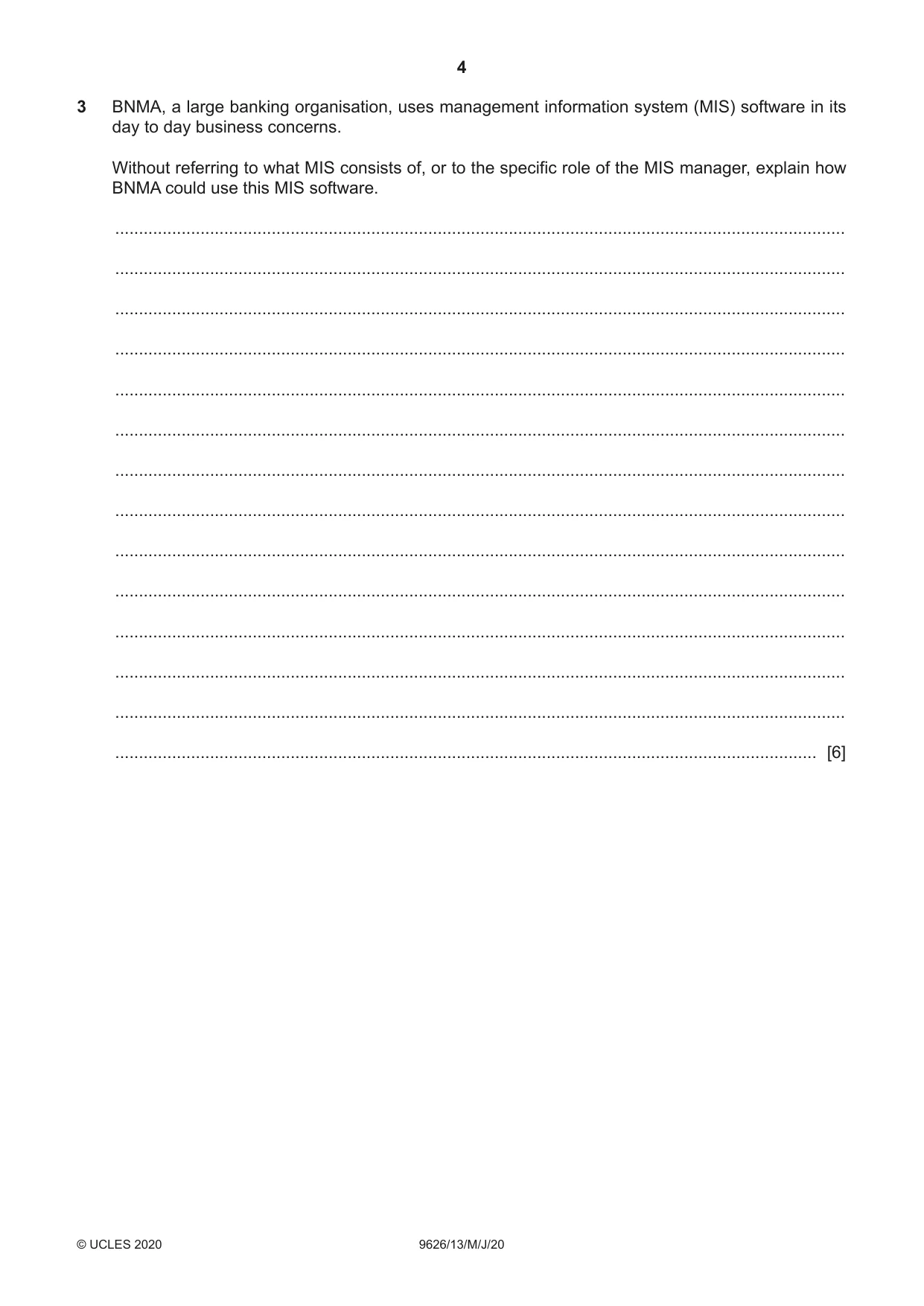 Cambridge A Level Information Technology (from 2017) 9626 2020 May/June Paper 1 · Variant 3 question paper, page 4 of 16