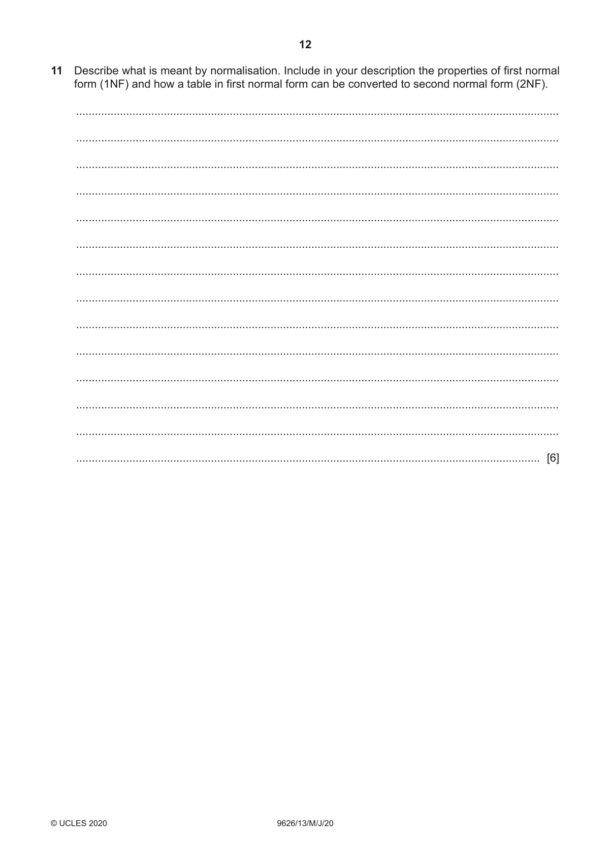 Cambridge A Level Information Technology (from 2017) 9626 2020 May/June Paper 1 · Variant 3 question paper, page 12 of 16