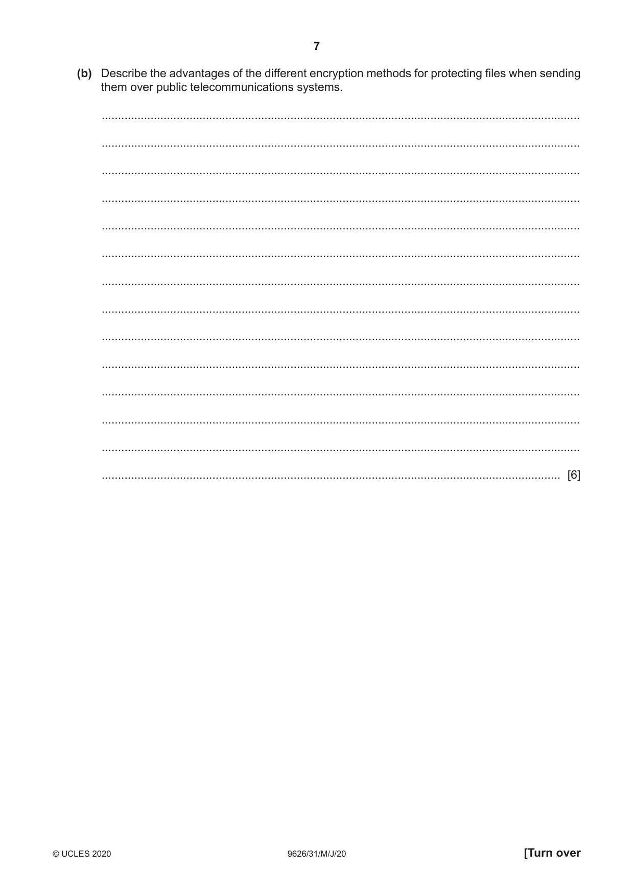 Cambridge A Level Information Technology (from 2017) 9626 2020 May/June Paper 3 · Variant 1 question paper, page 7 of 16